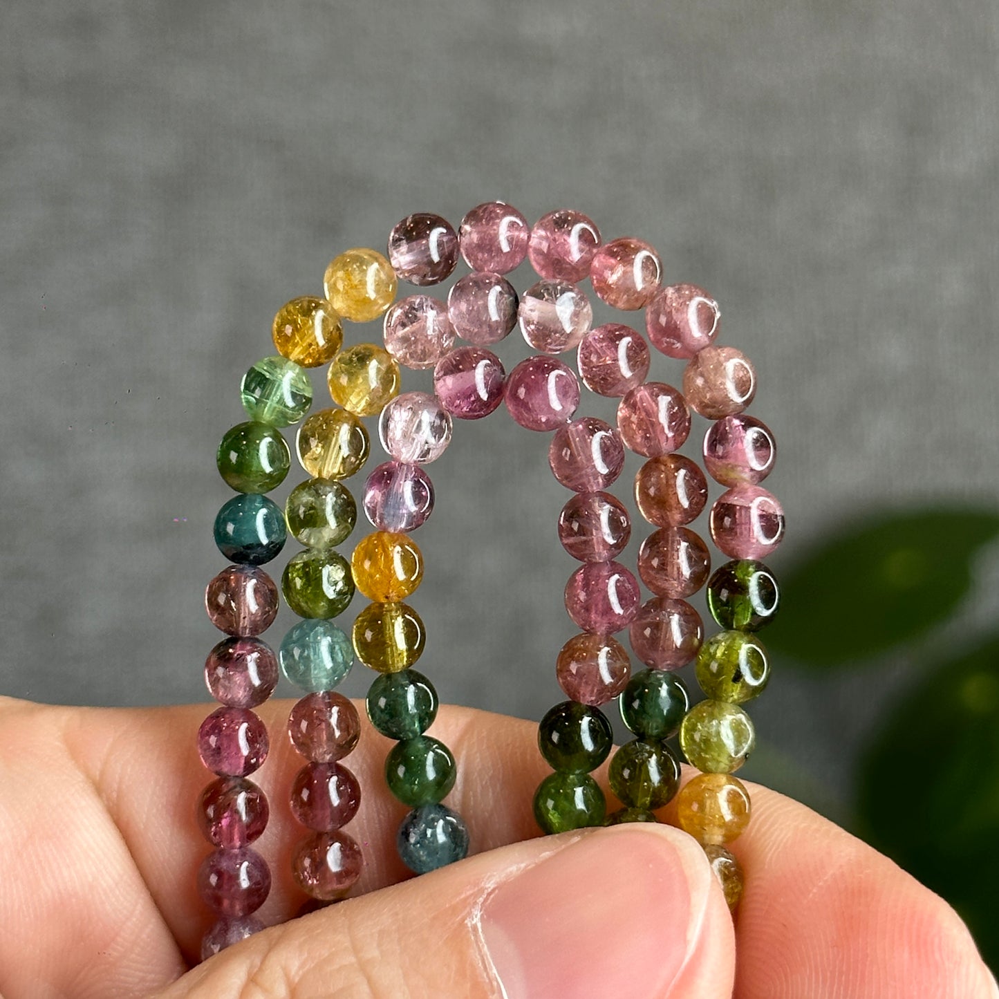 Natural Tourmaline Triple Wrap Bracelet Size 4.5 mm