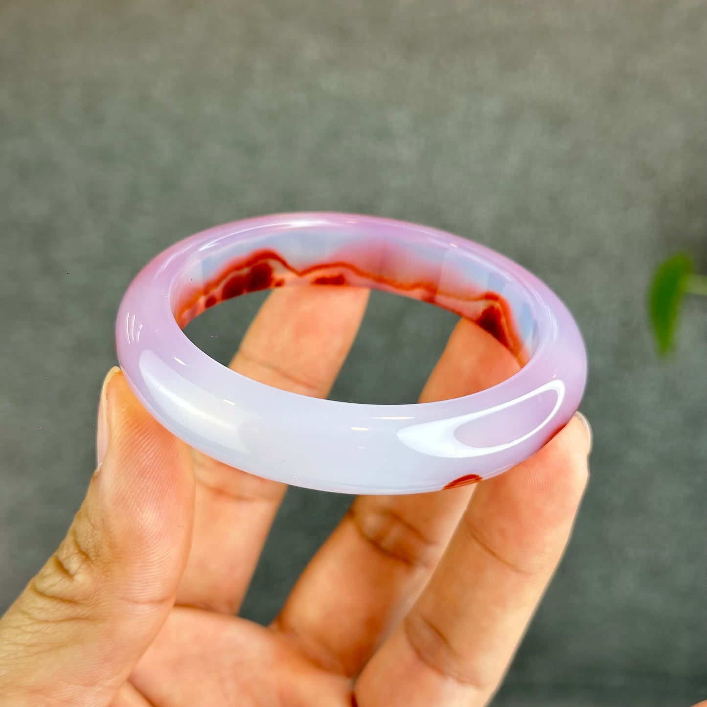 Natural Cinnabar Agate Bangle Size 53.5 mm