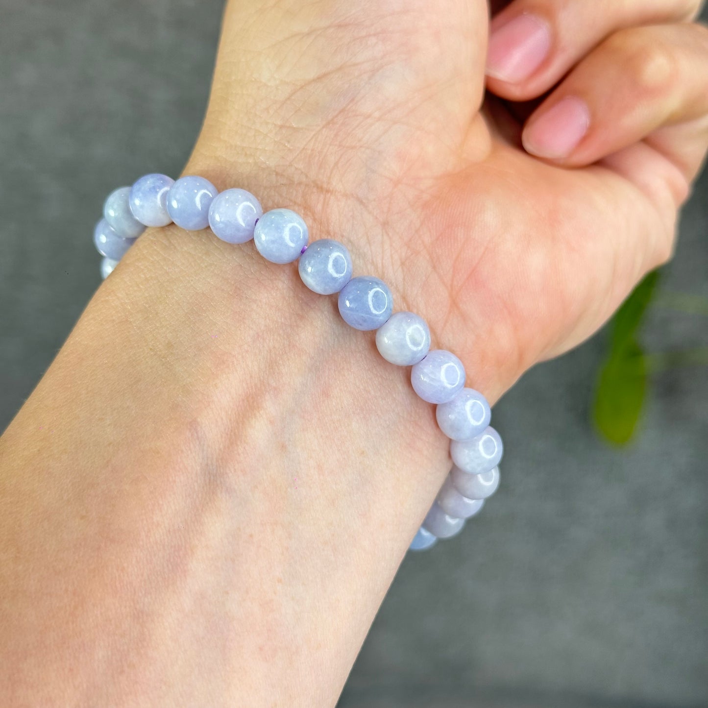 Natural Lavendar Jade Bracelet Size 7.5 mm
