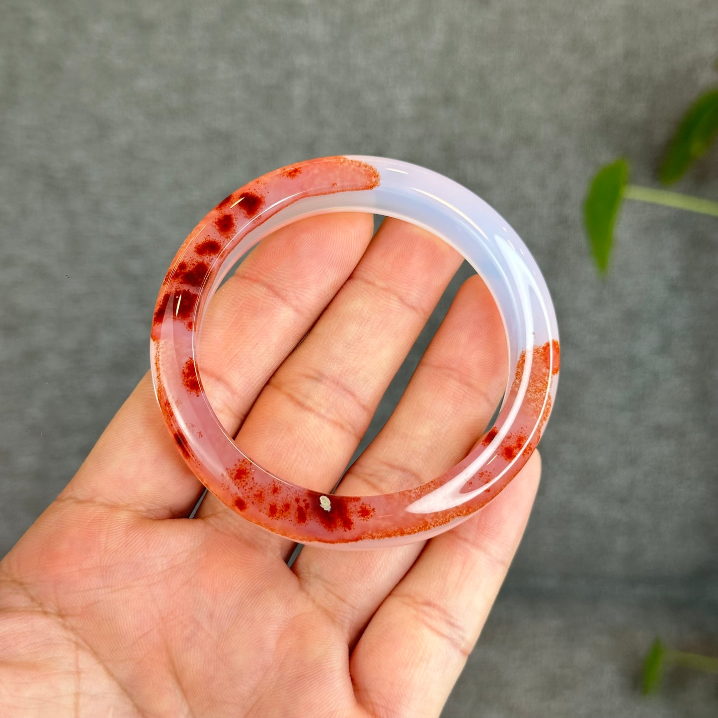 Natural Cinnabar Agate Bangle Size 53.5 mm