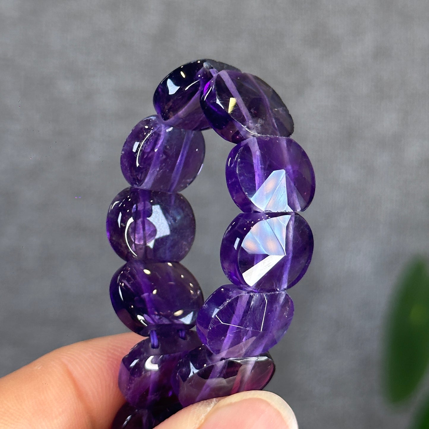Bracelet manchette à facettes en améthyste d'Uruguay Taille 15 mm
