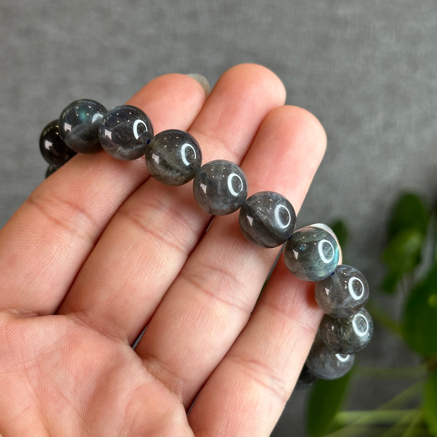 Natural Dark Galaxy Labradorite Bracelet Size 12 mm