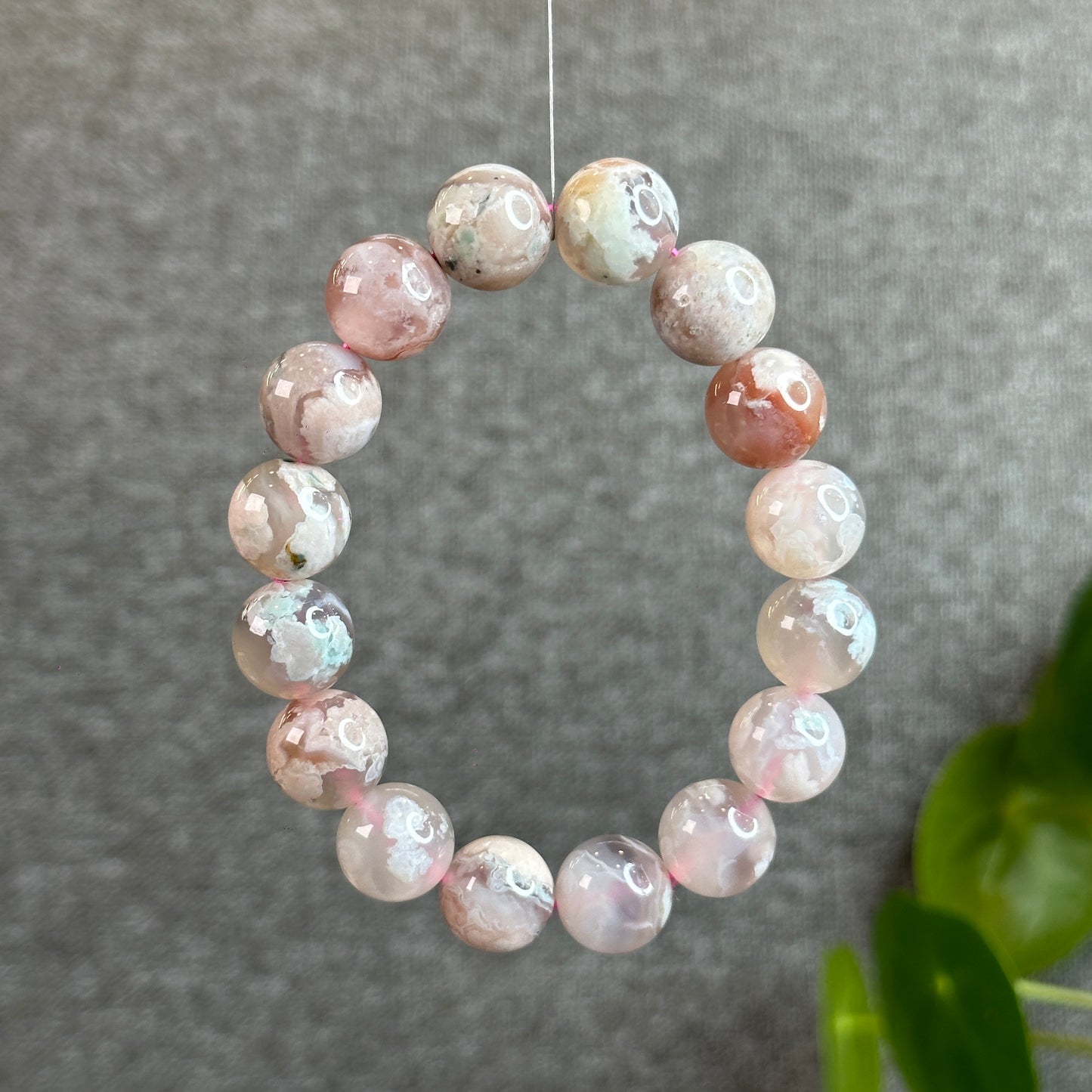 Natural Floral Agate Bracelet Size 13.5 mm