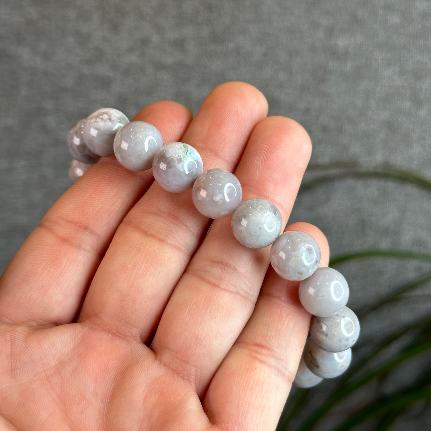 Natural Purple Floral Agate Bracelet Size 11.5 mm
