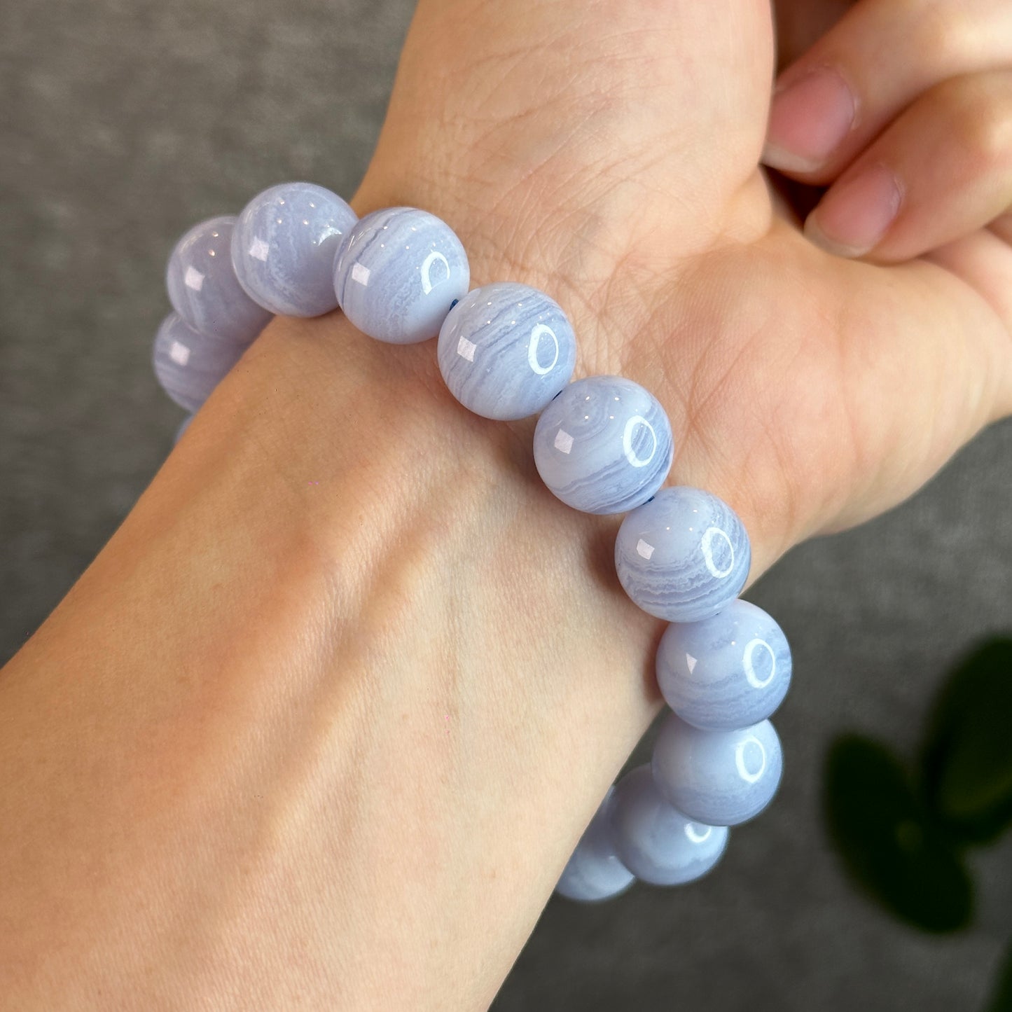 Natural Blue Lace Agate Bracelet Size 13.8 mm