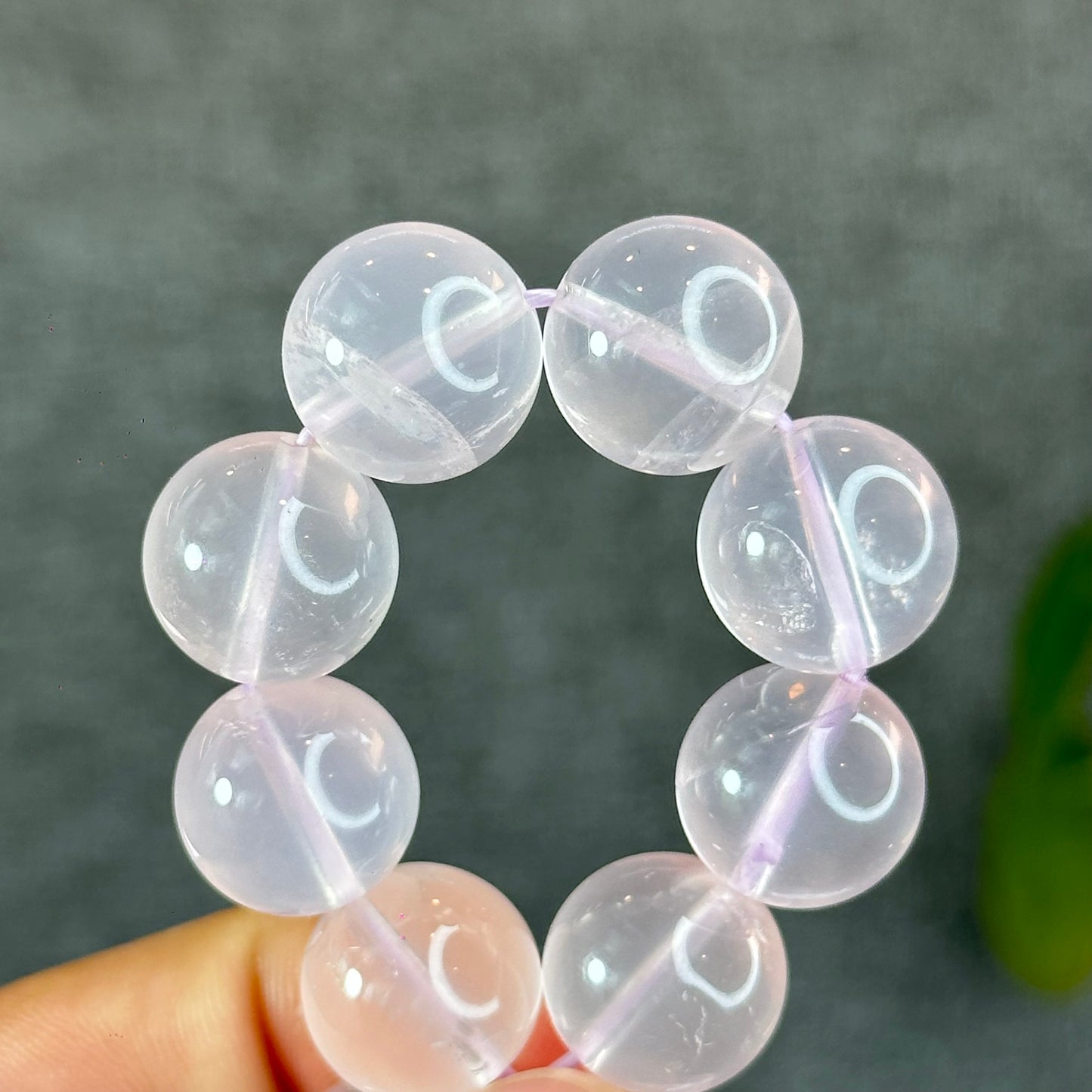 Lavender Mozambique Natural Rose Quartz Bracelet Size 14 mm