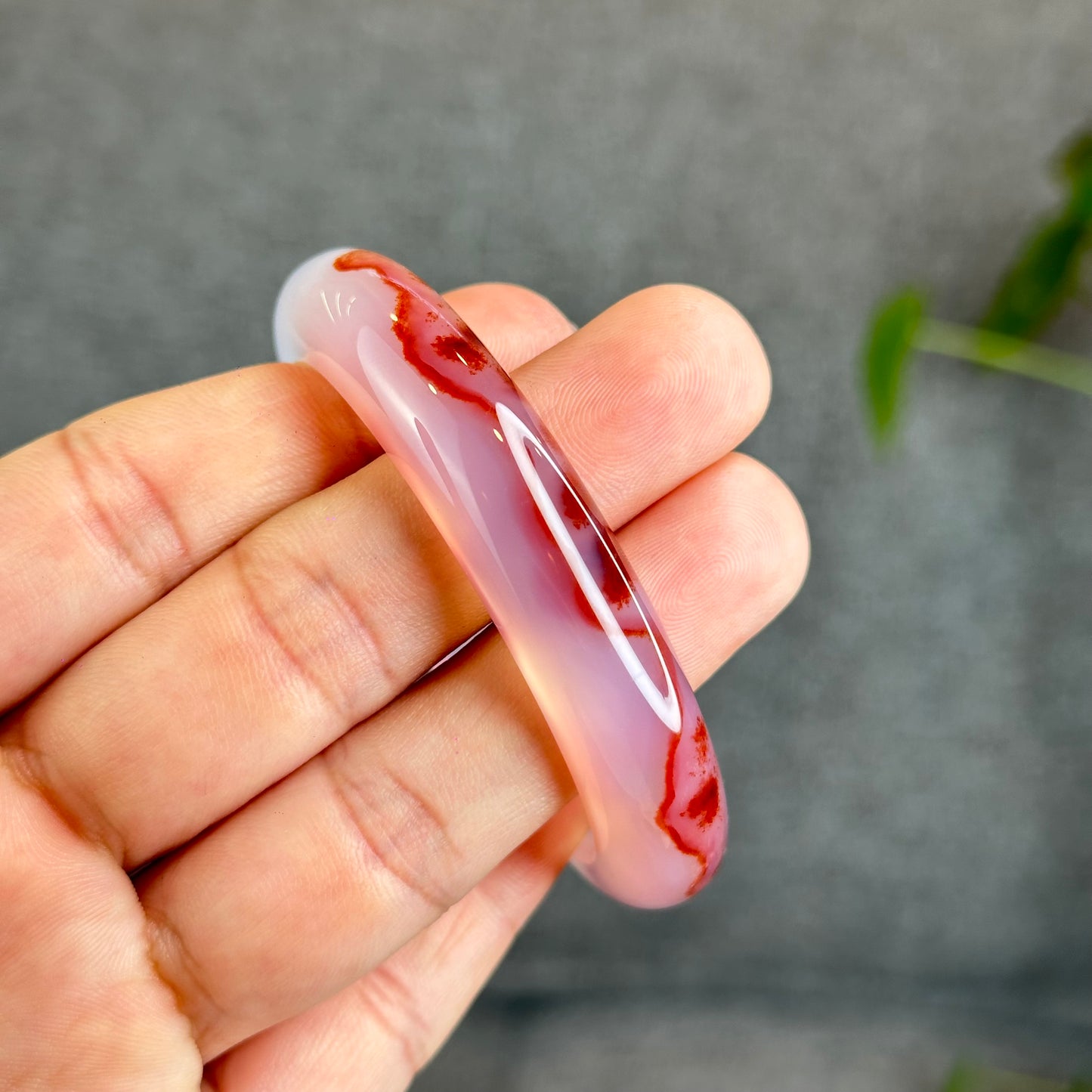 Natural Cinnabar Agate Bangle Size 53.5 mm