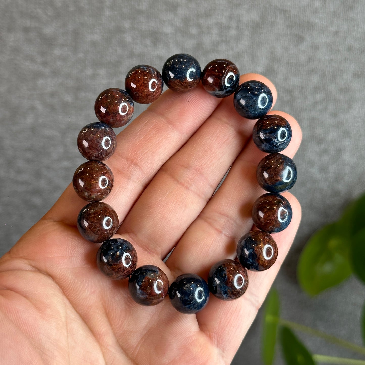 Burgundy Blue Natural Pietersite Bracelet size 12.5 mm