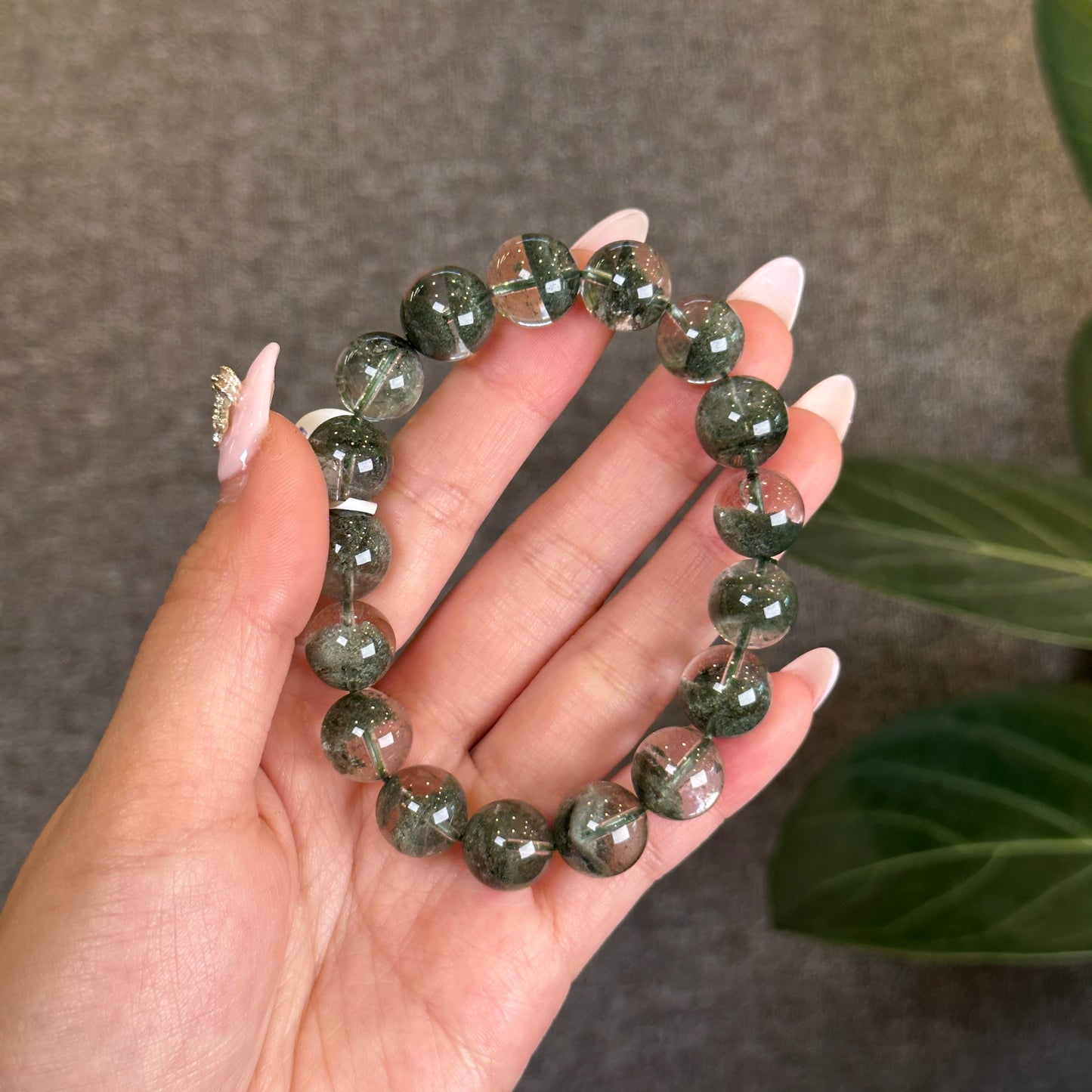 Natural Green Phantom Quartz Bracelet Size 12 mm