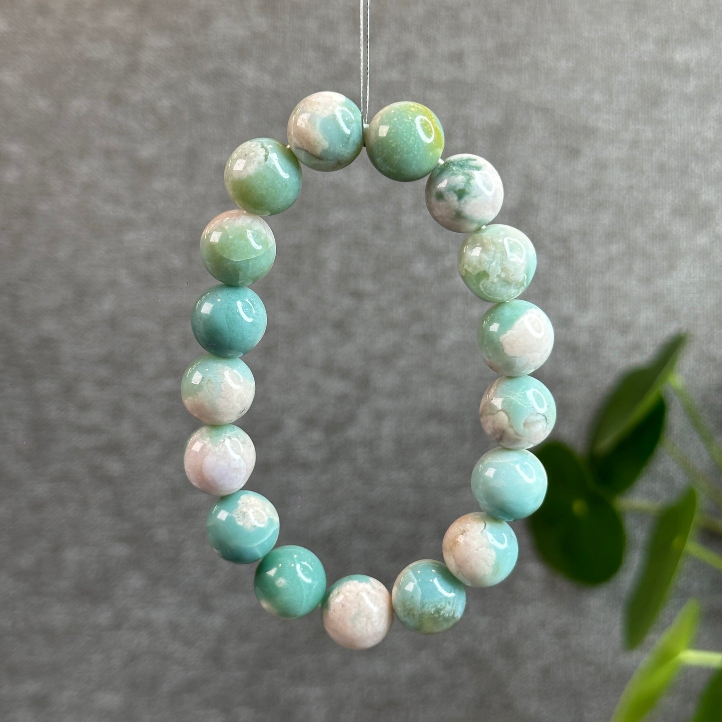 Tiffany Green Natural Floral Agate Bracelet Size 12.3 mm
