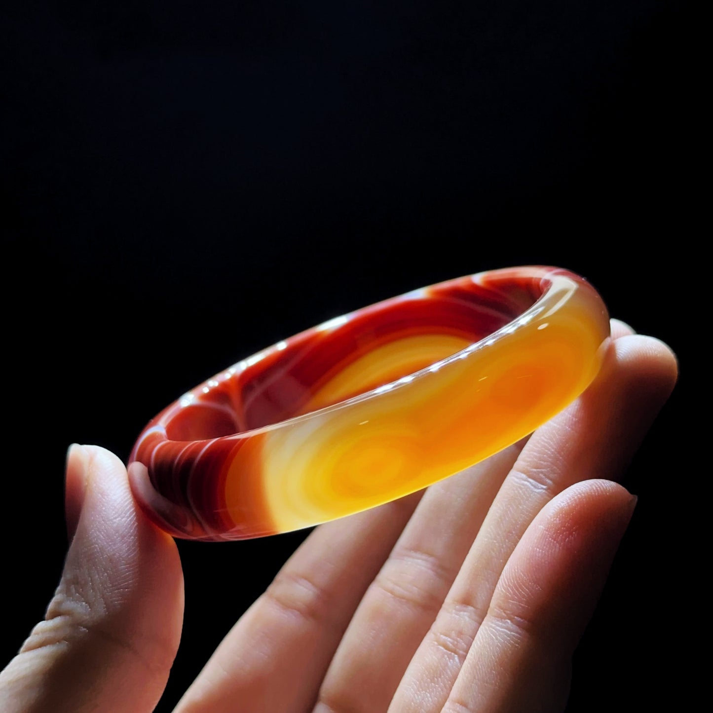 Natural Red Agate Bangle Leaf Style Size 56 mm