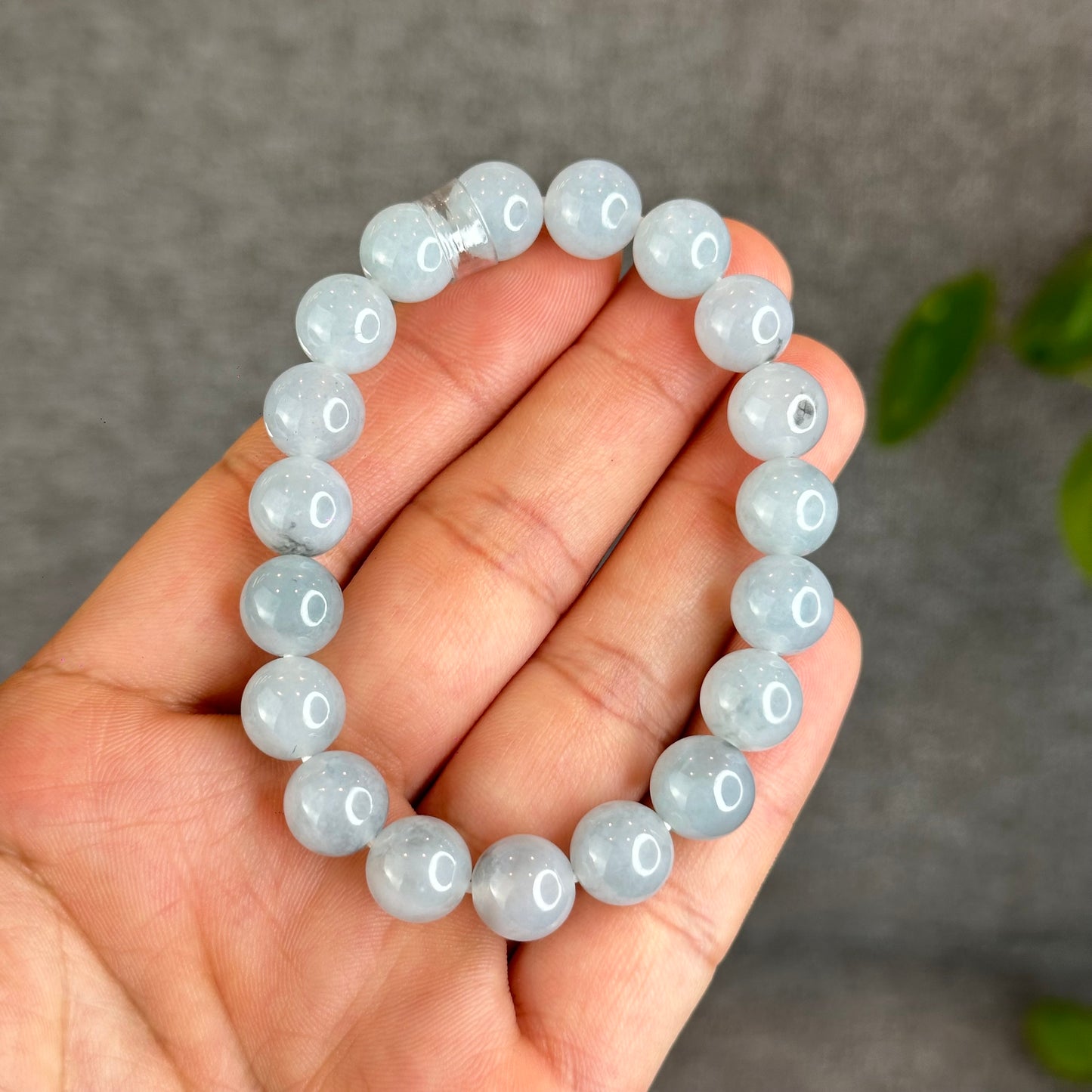 Icy Water Green Natural Jadeite Jade Bracelet Size 10 mm