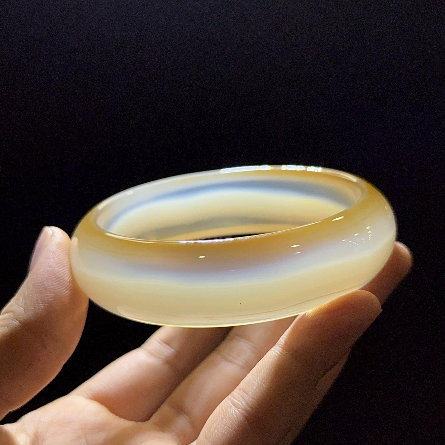 Natural Agate Bangle Leaf Style Size 61 mm