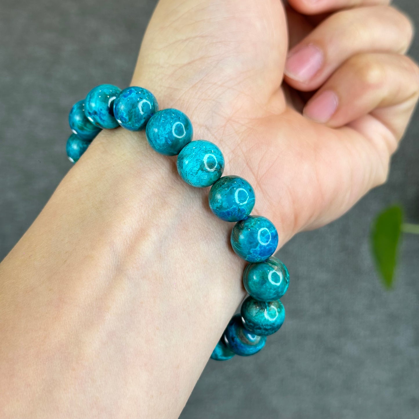 Aqua Blue with Copper Natural Chrysocolla Bracelet Size 11.5 mm