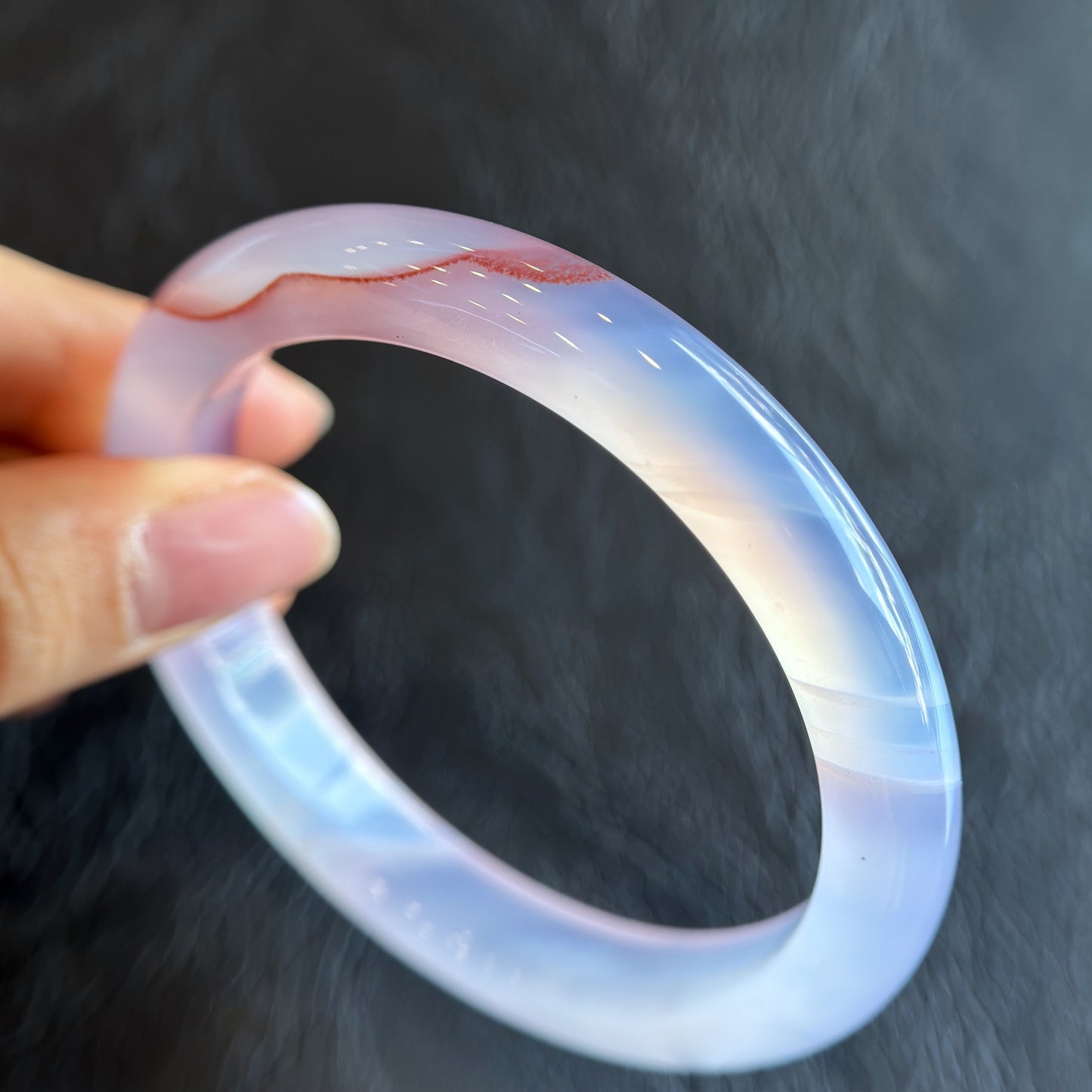 Natural Cinnibar Agate Bangle Leaf Style Size 62 mm