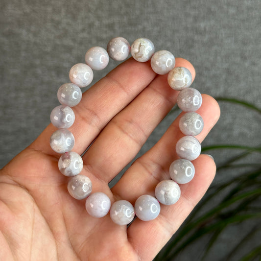 Natural Purple Floral Agate Bracelet Size 11 mm