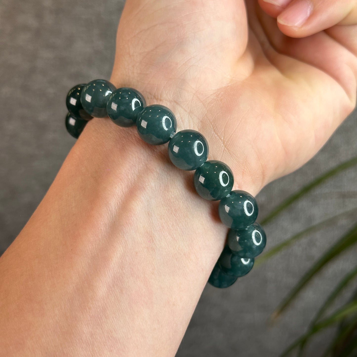 Natural Dark Blue Water Jadeite Jade Bracelet Size 11.8 mm
