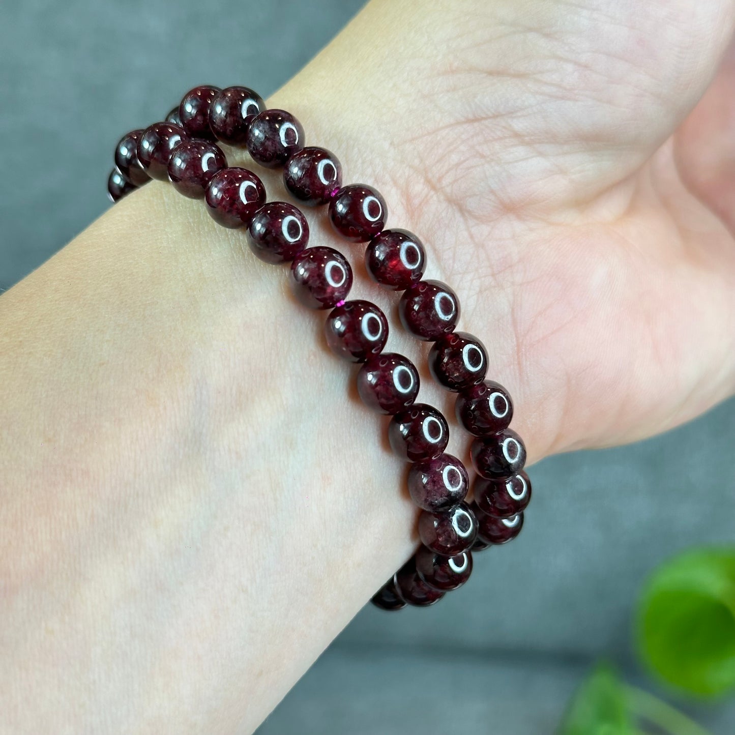 Natural Garnet Bracelet Size 7.3 mm