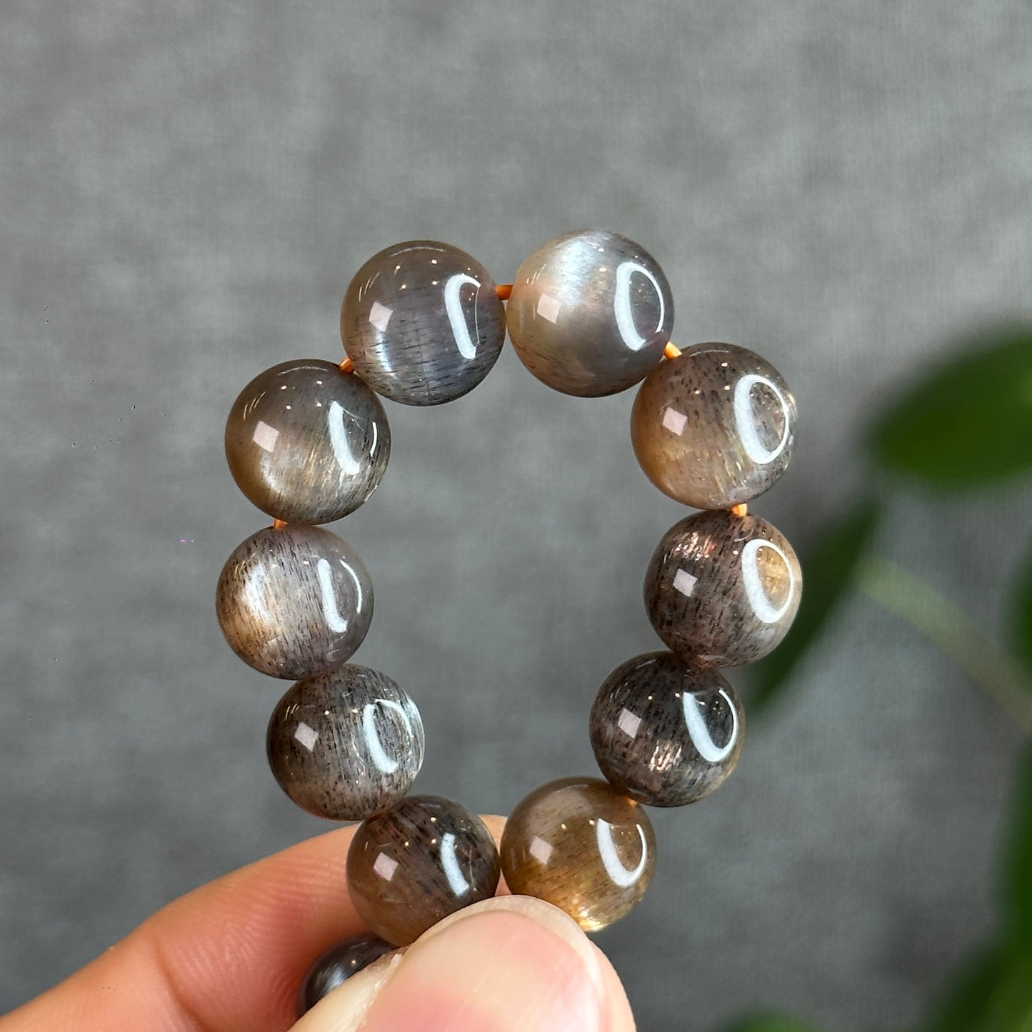 Natural Golden Skeletal Sunstone Bracelet Size 9.8 mm