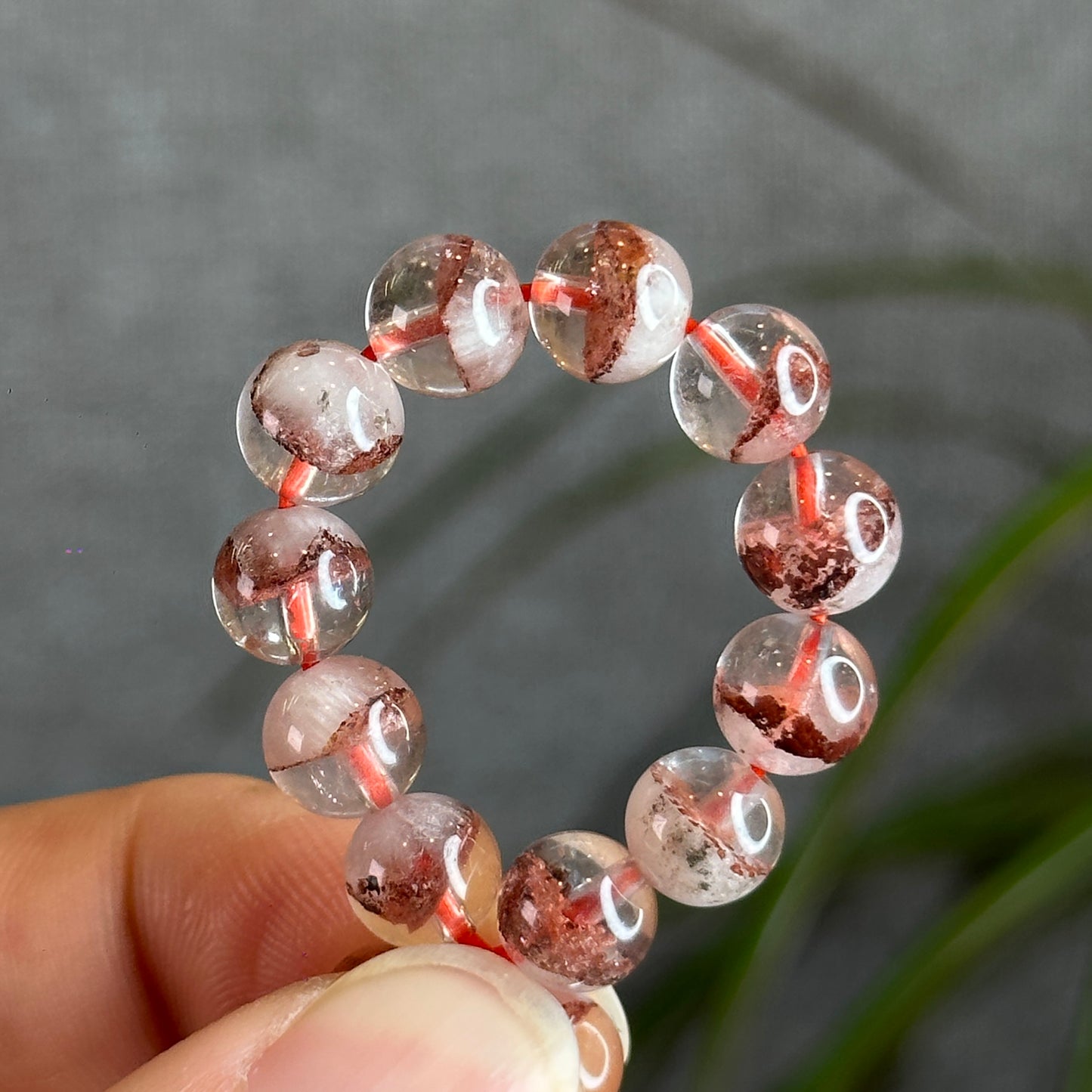 Bracelet Quartz Fantôme Pyramide Rouge Taille 7,5 mm