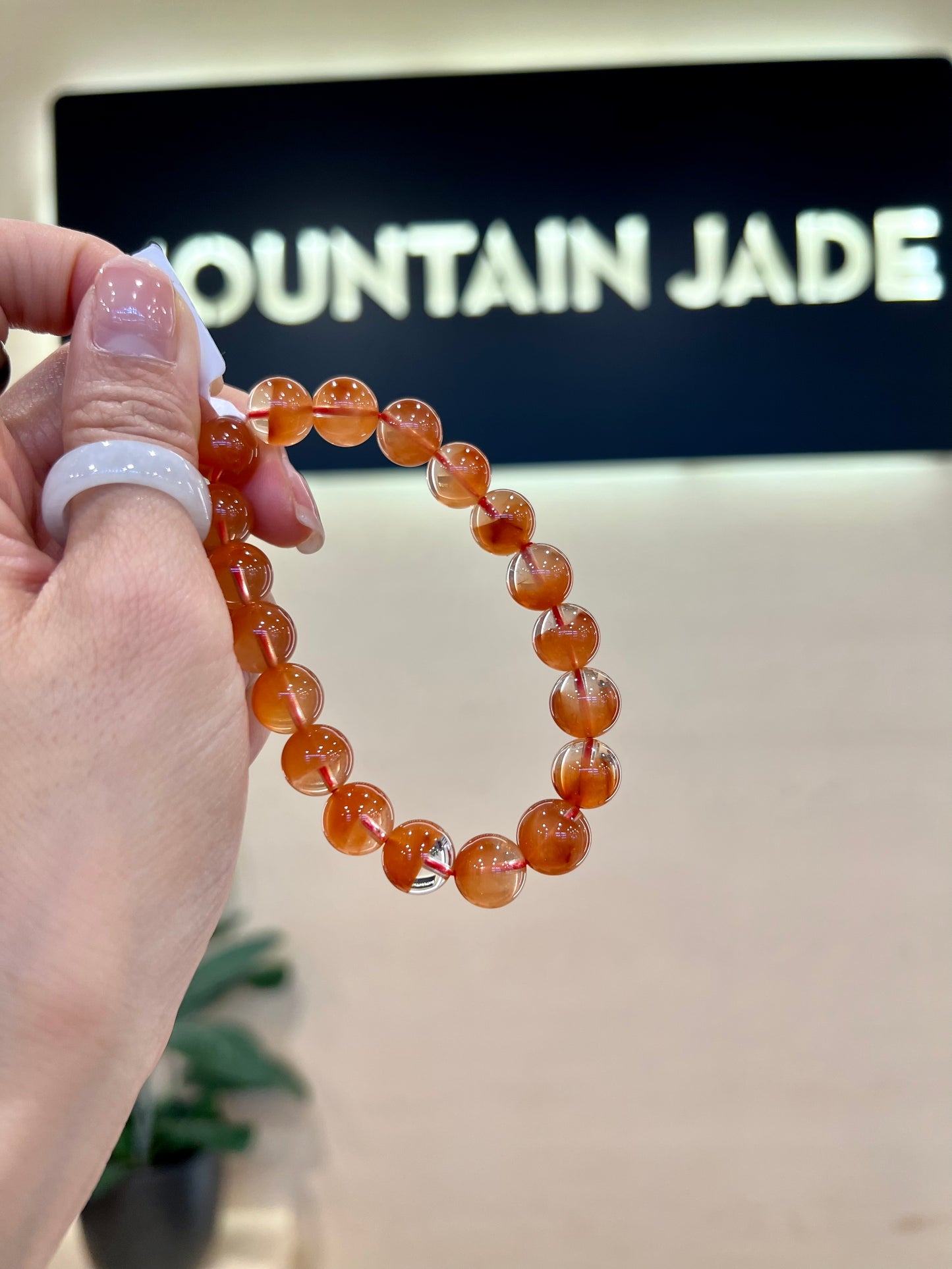 Natural Red Amphibole Bracelet Size 10.5 mm