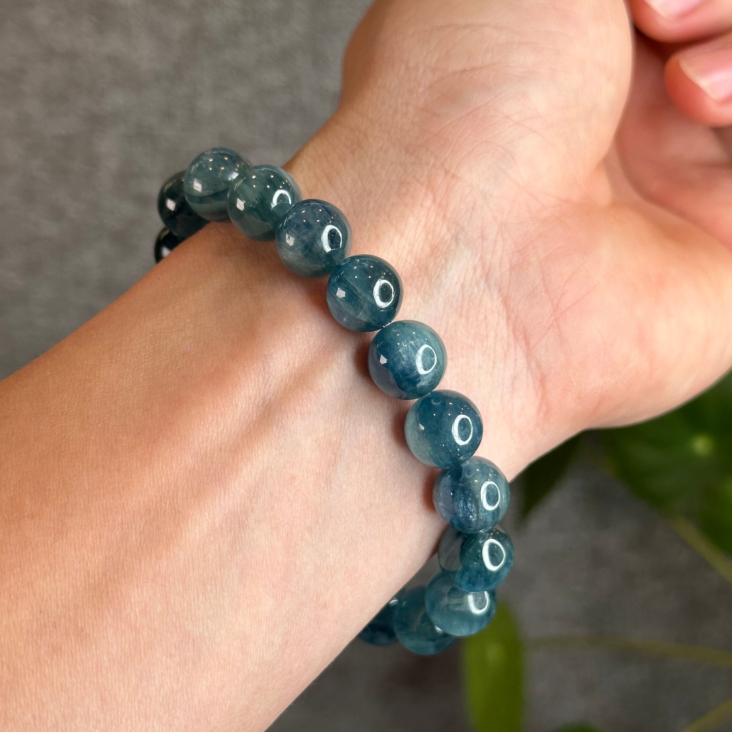 Natural Teal Kyanite Bracelet Size 10.2 mm