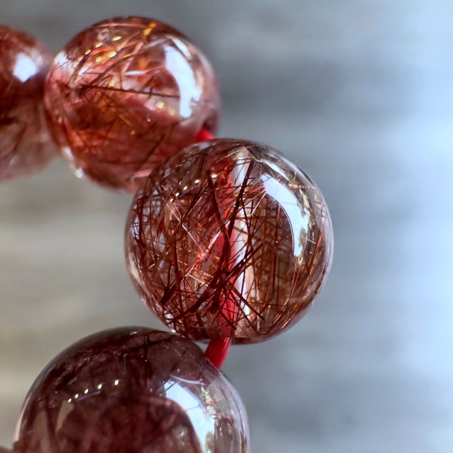 Natural Red Rutilated Quartz Bracelet Size 7.5 mm