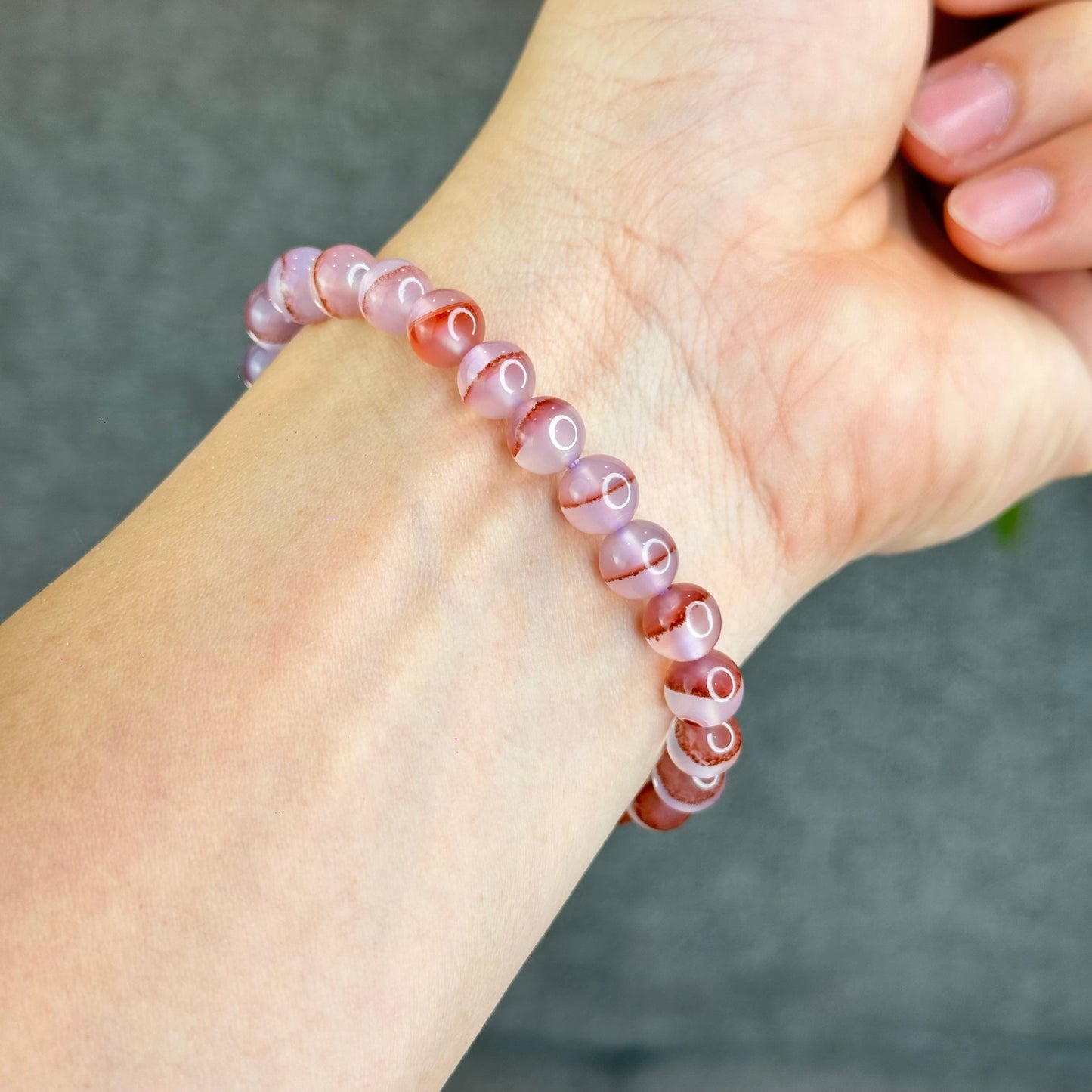 Natural Cinnabar Agate Bracelet Size 8 mm