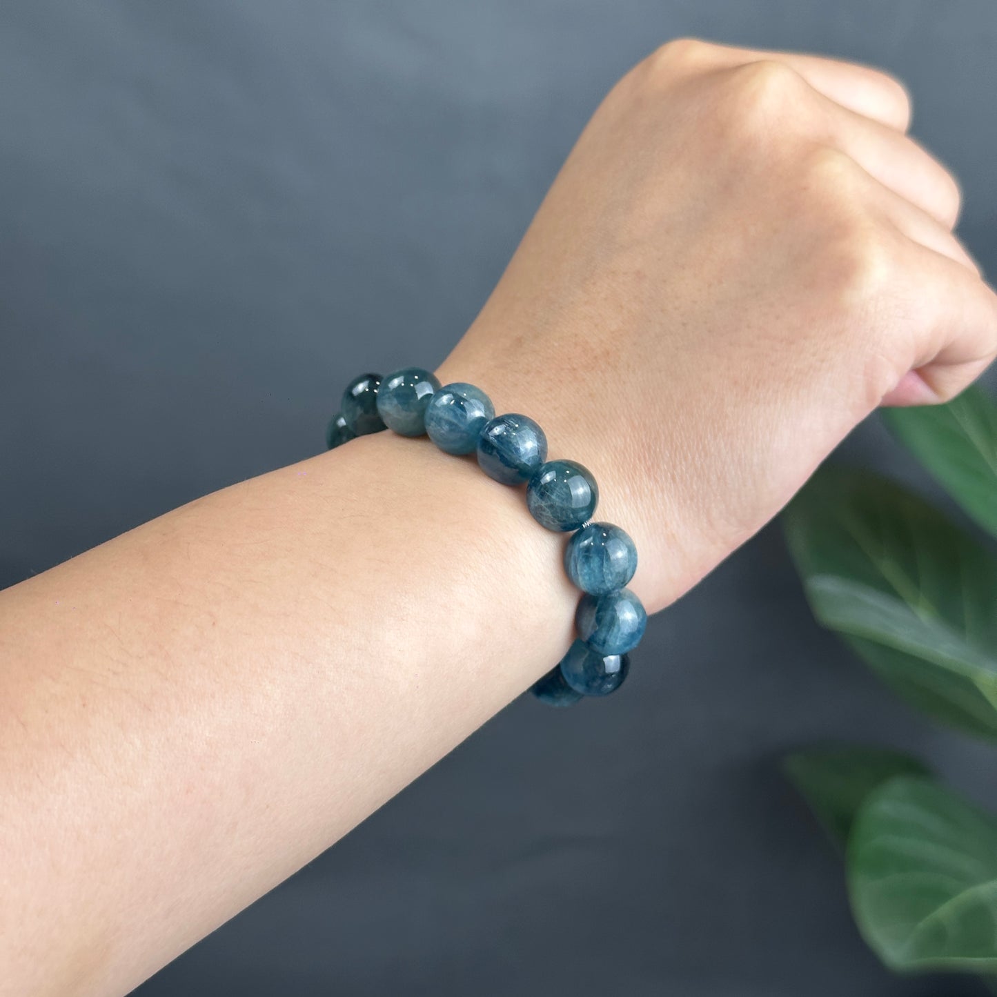 Natural Teal Kyanite Bracelet Size 10.2 mm