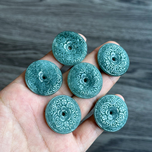 Carved Dong Dieu Jadeite Jade Pendant - Natural Stone