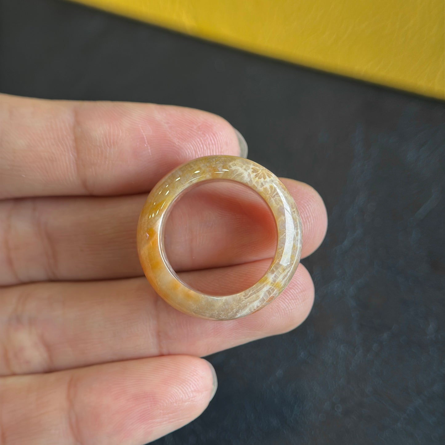 Natural Coral Fossil Ring Size 1.8