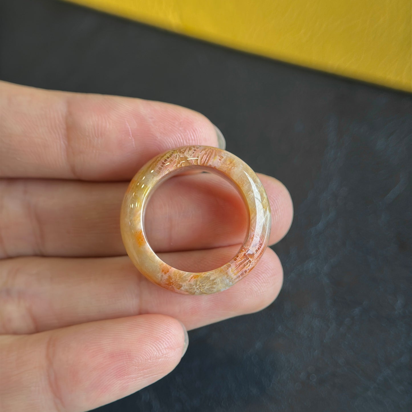 Natural Coral Fossil Ring Size 1.8