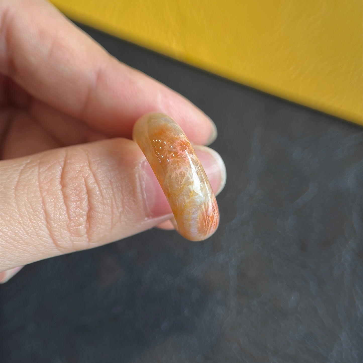 Natural Coral Fossil Ring Size 1.8