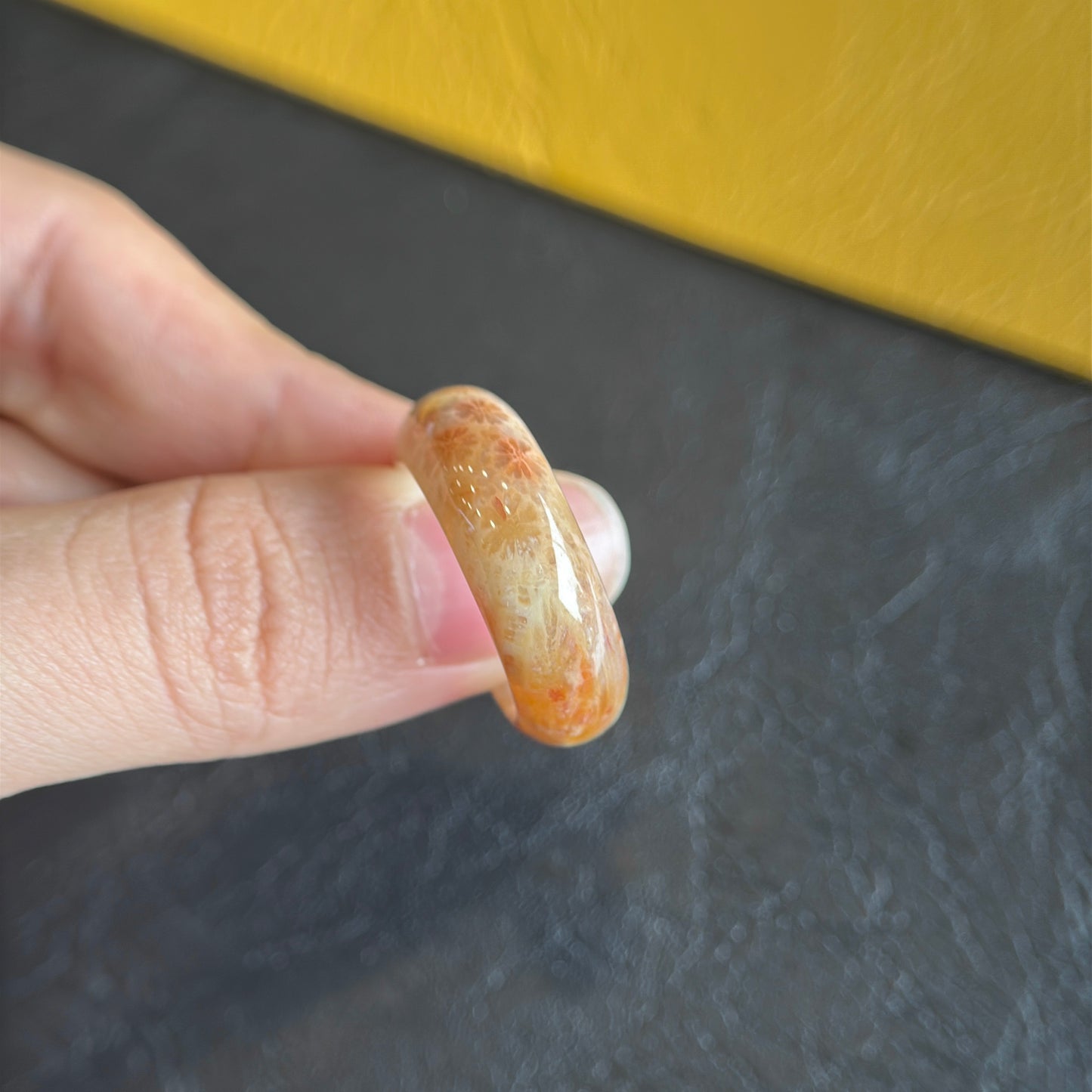 Natural Coral Fossil Ring Size 1.9