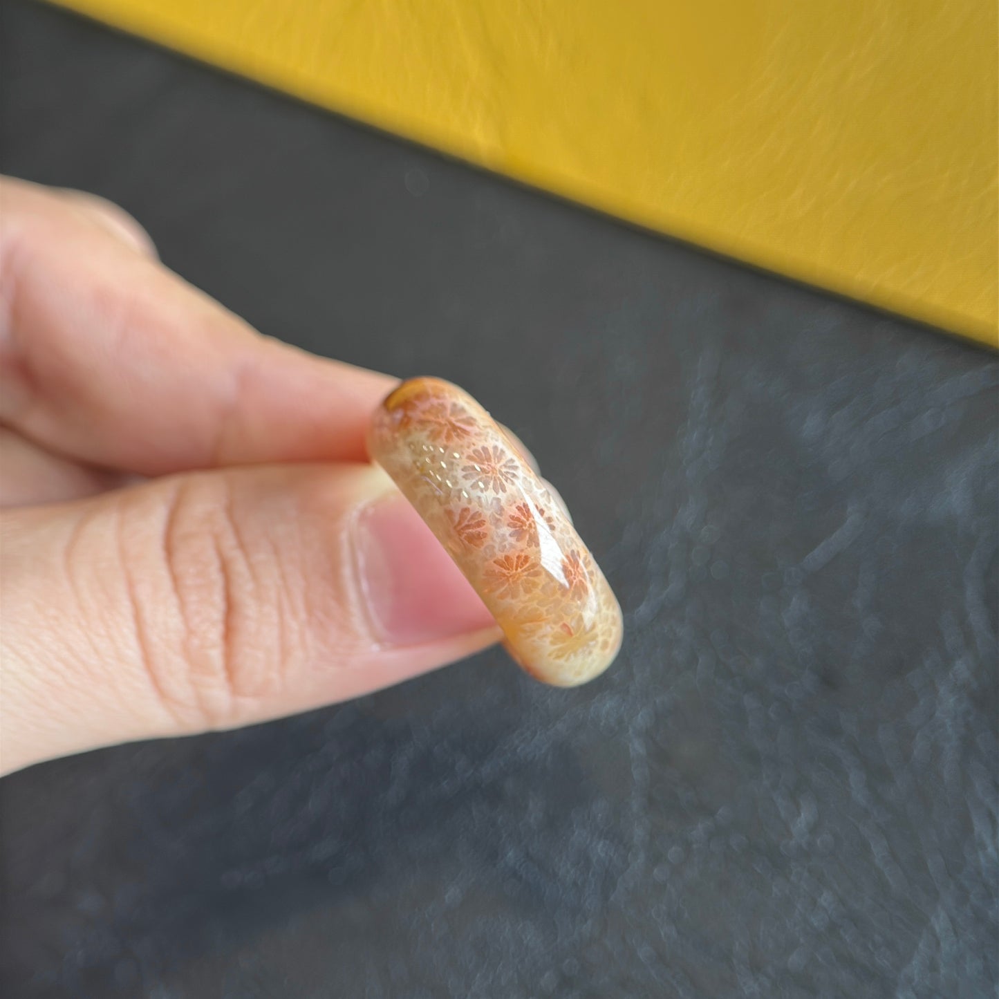 Natural Coral Fossil Ring Size 1.9