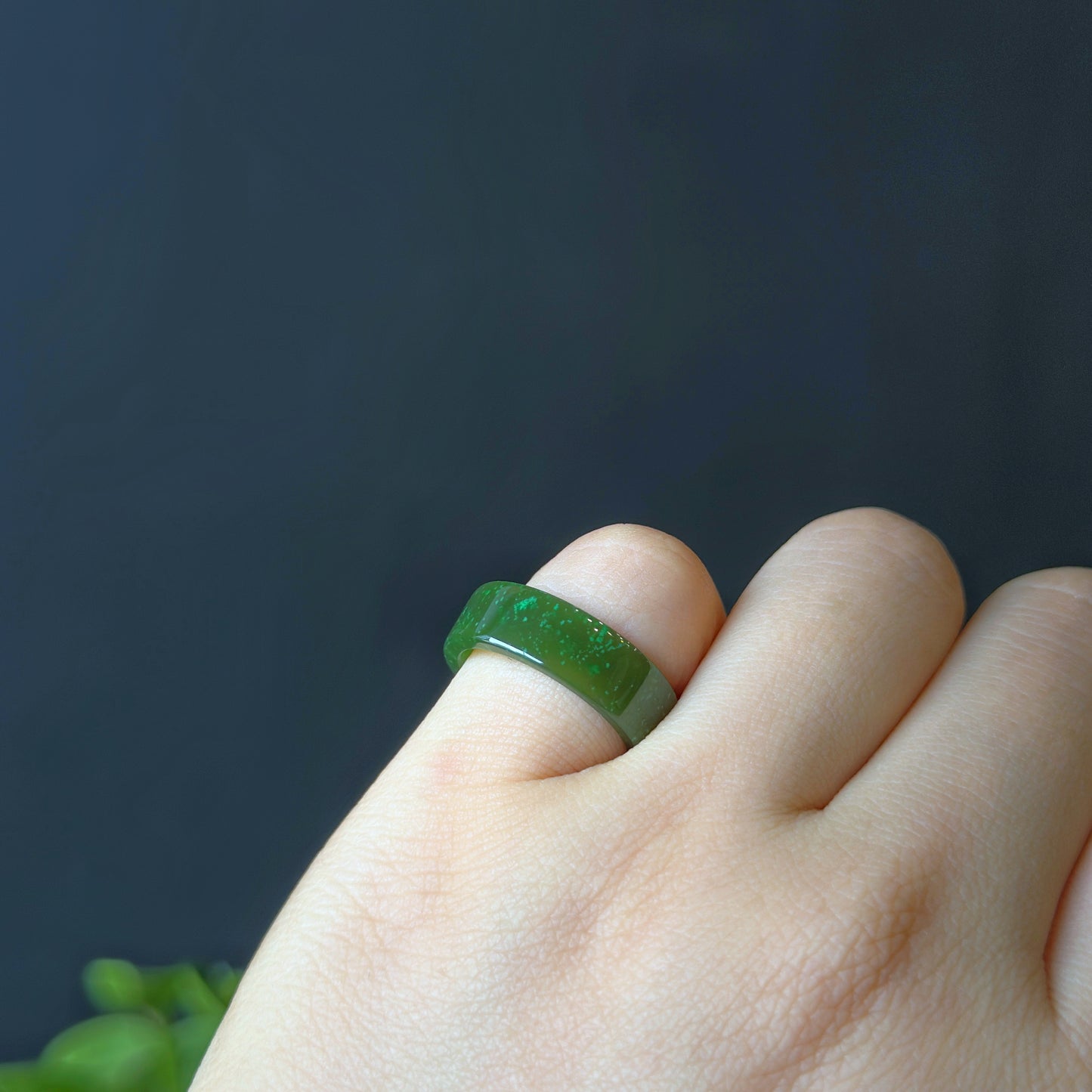 Natural Nephrite Jade Ring Size 1.68