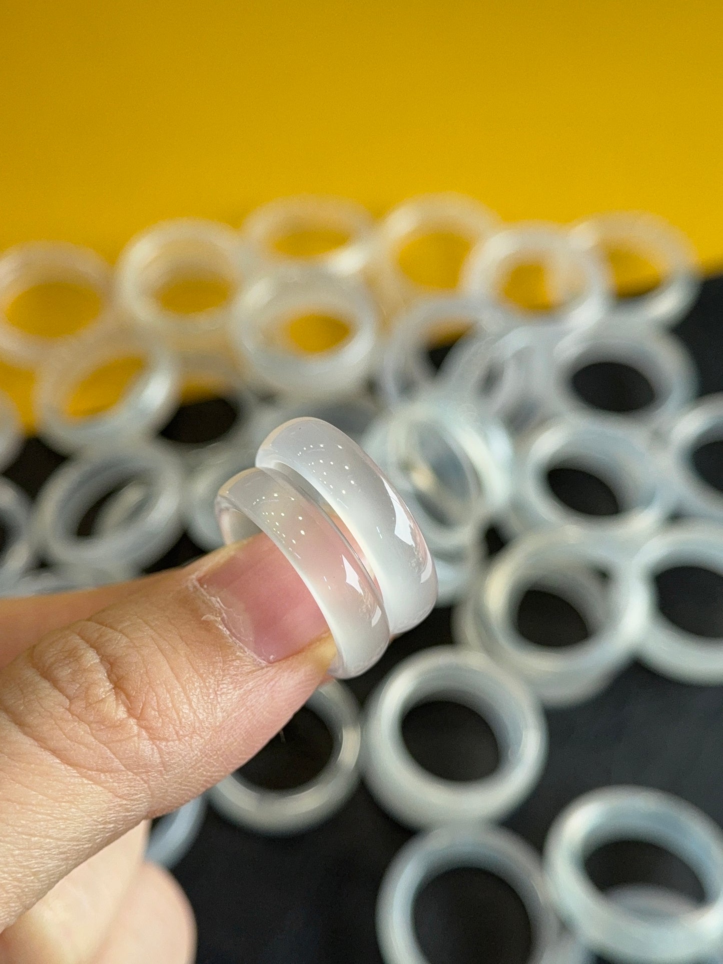 Natural Clear Agate Ring Size 1.75