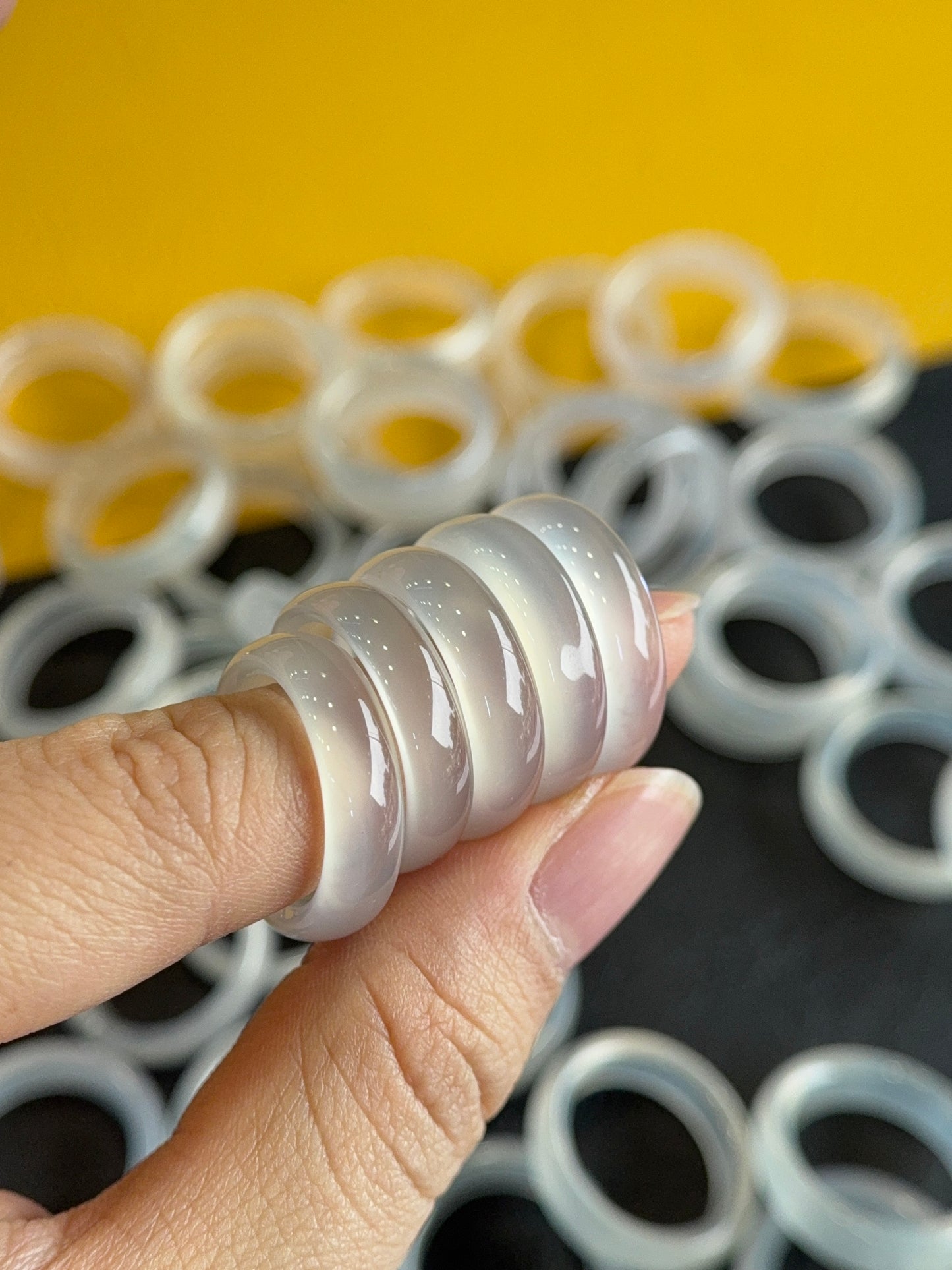 Natural Clear Agate Ring Size 1.75