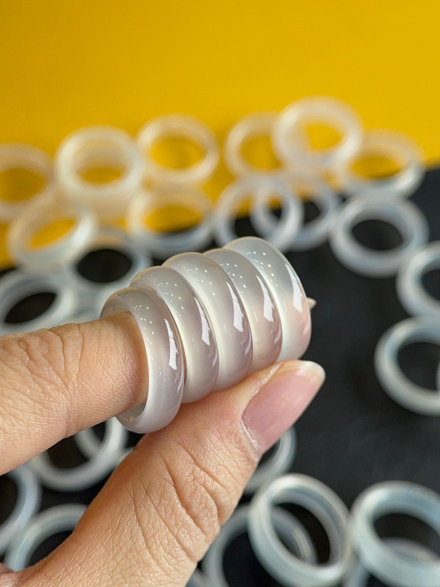 Natural Clear Agate Ring Size 1.75