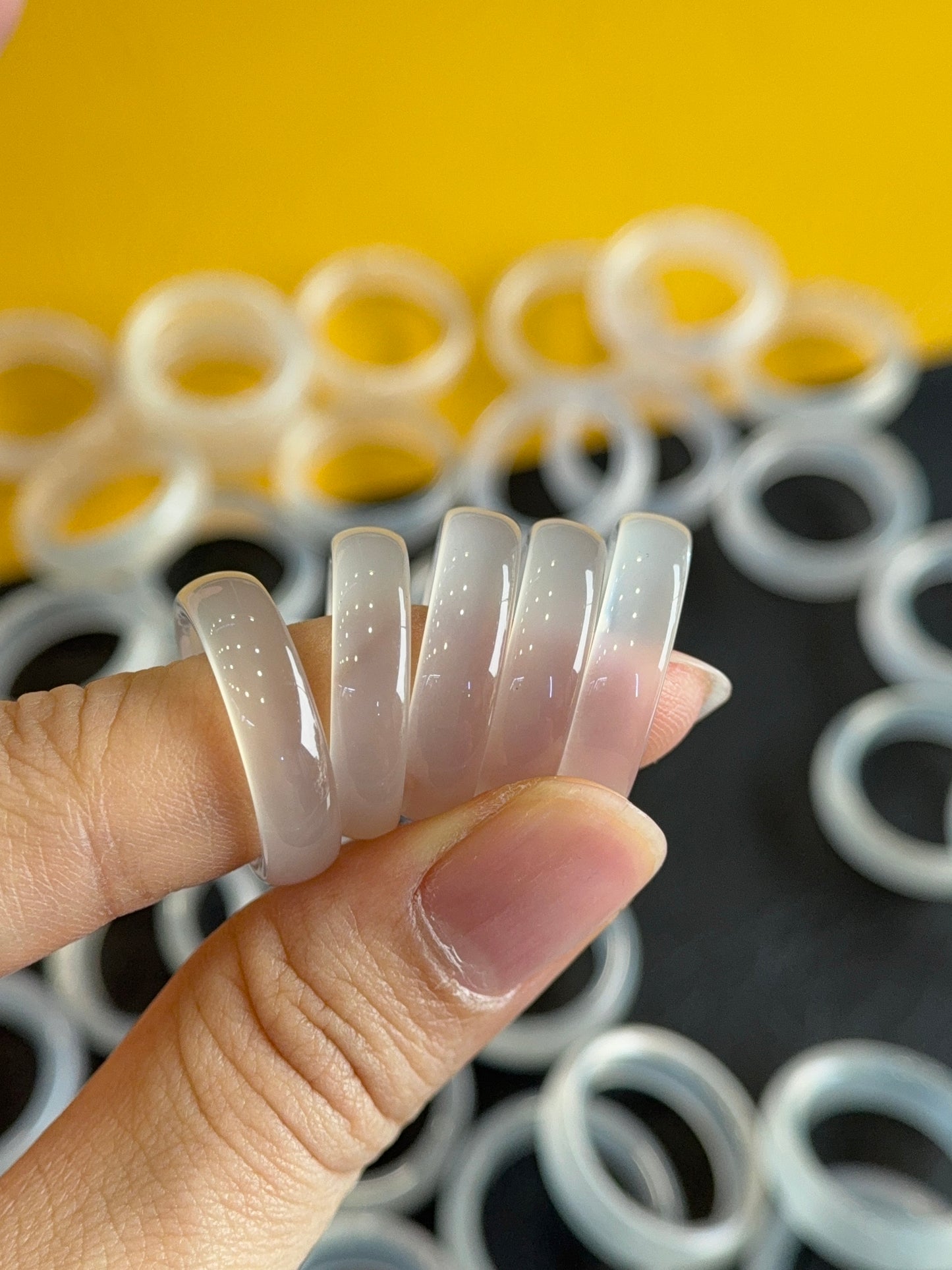 Natural Clear Agate Ring Size 1.75