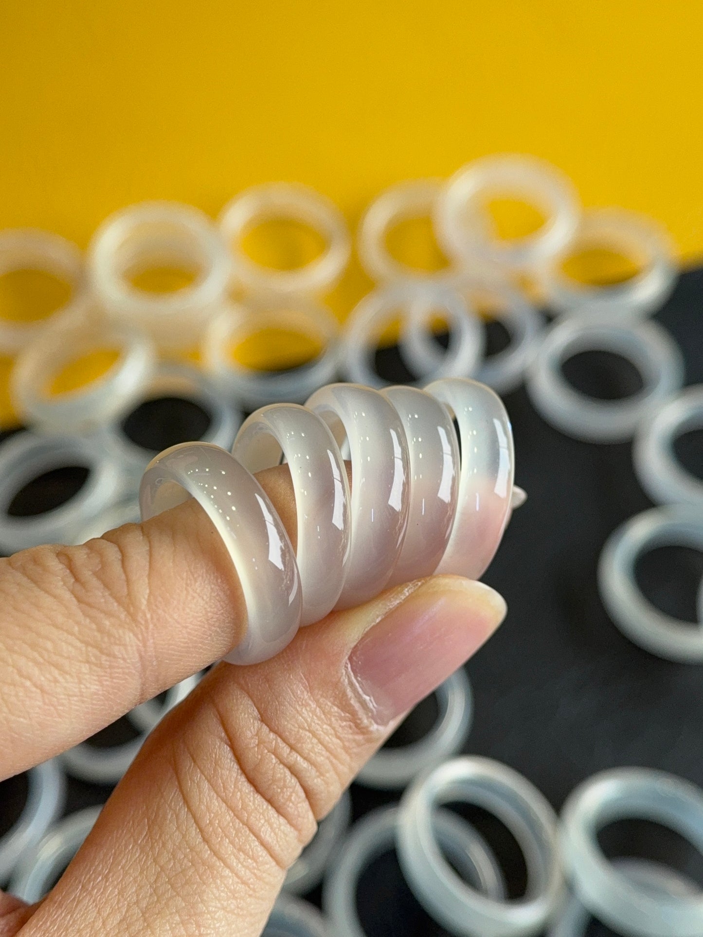 Natural Clear Agate Ring Size 1.75