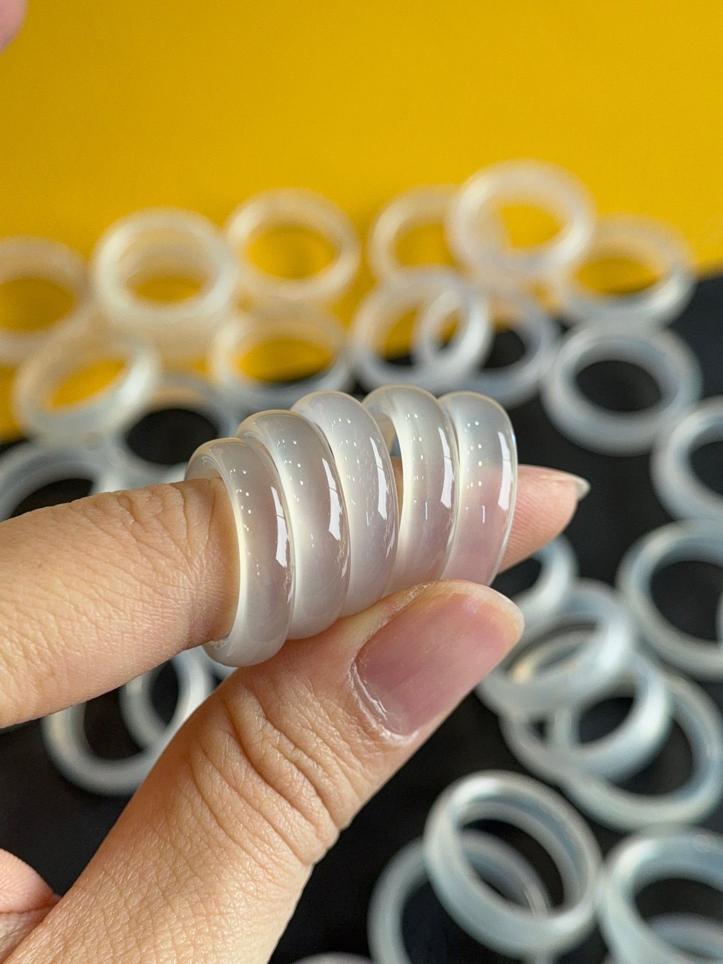 Natural Clear Agate Ring Size 1.75