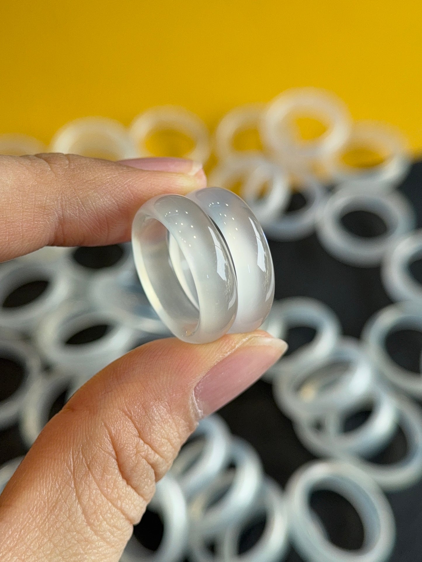 Natural Clear Agate Ring Size 1.75