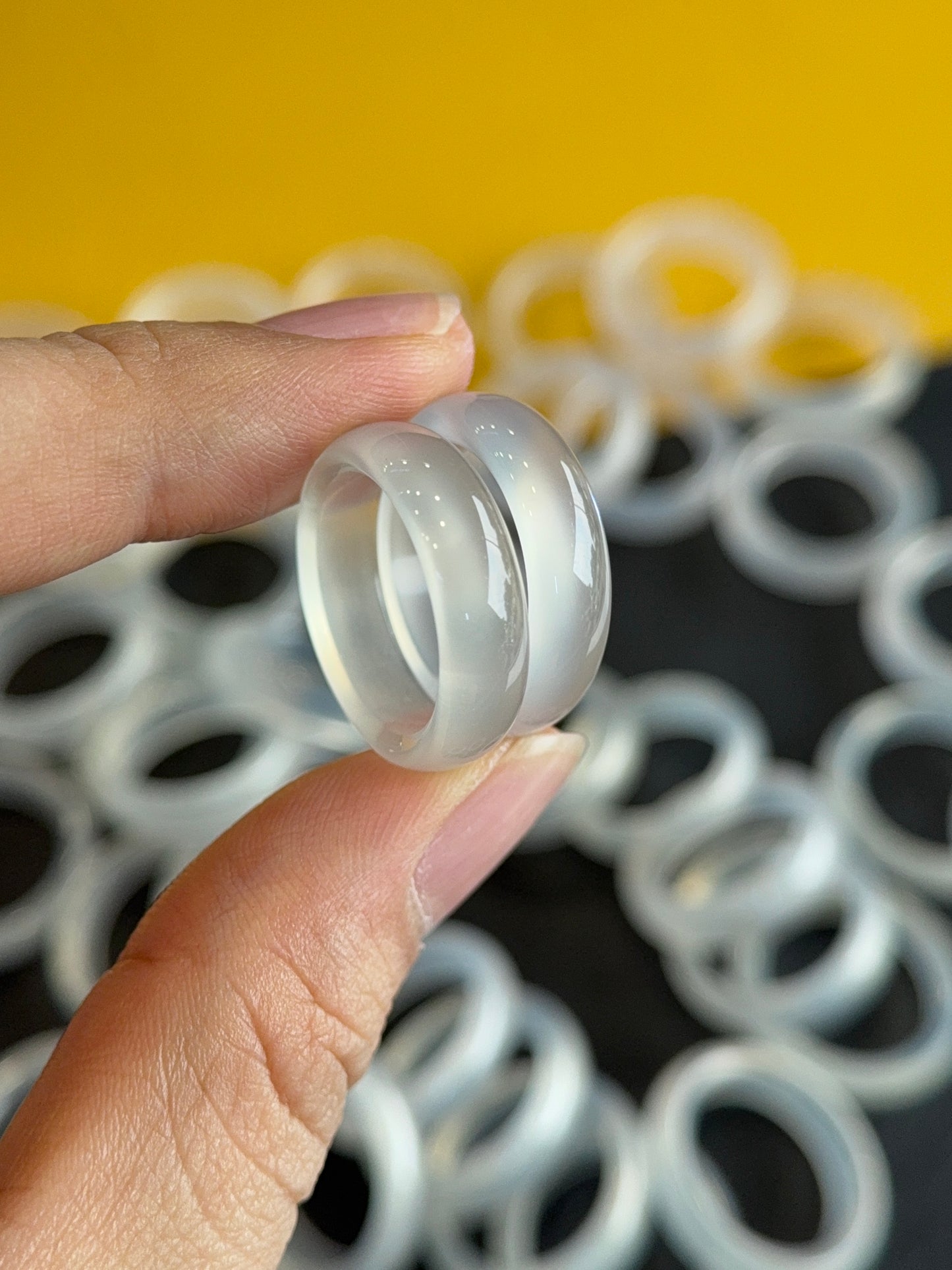 Natural Clear Agate Ring Size 1.75