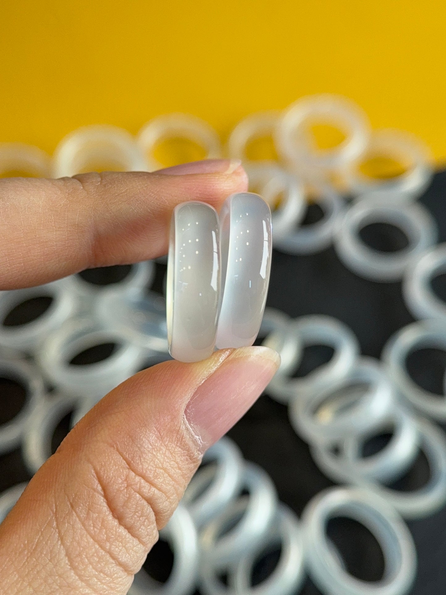 Natural Clear Agate Ring Size 1.75