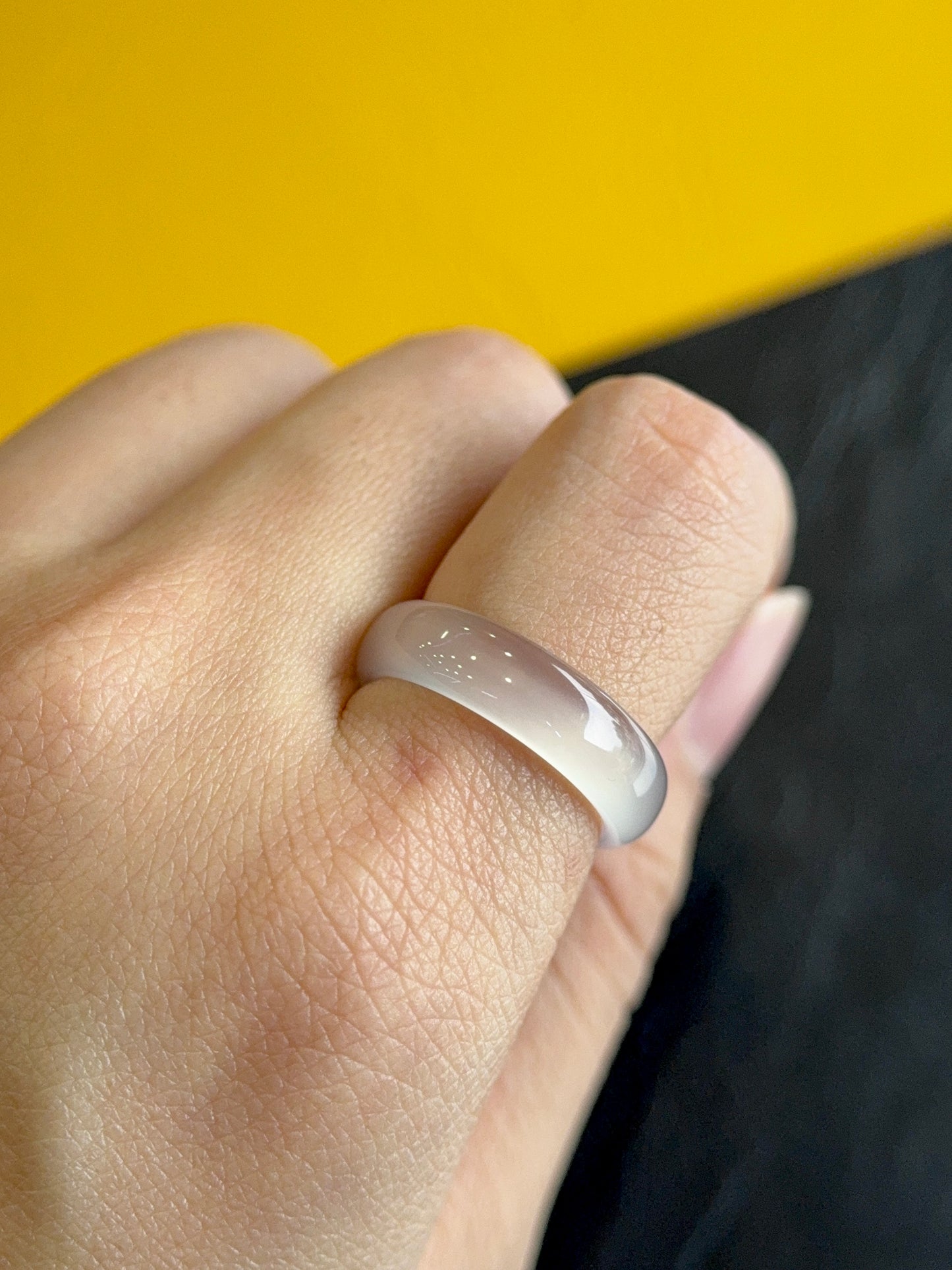 Natural Clear Agate Ring Size 1.75