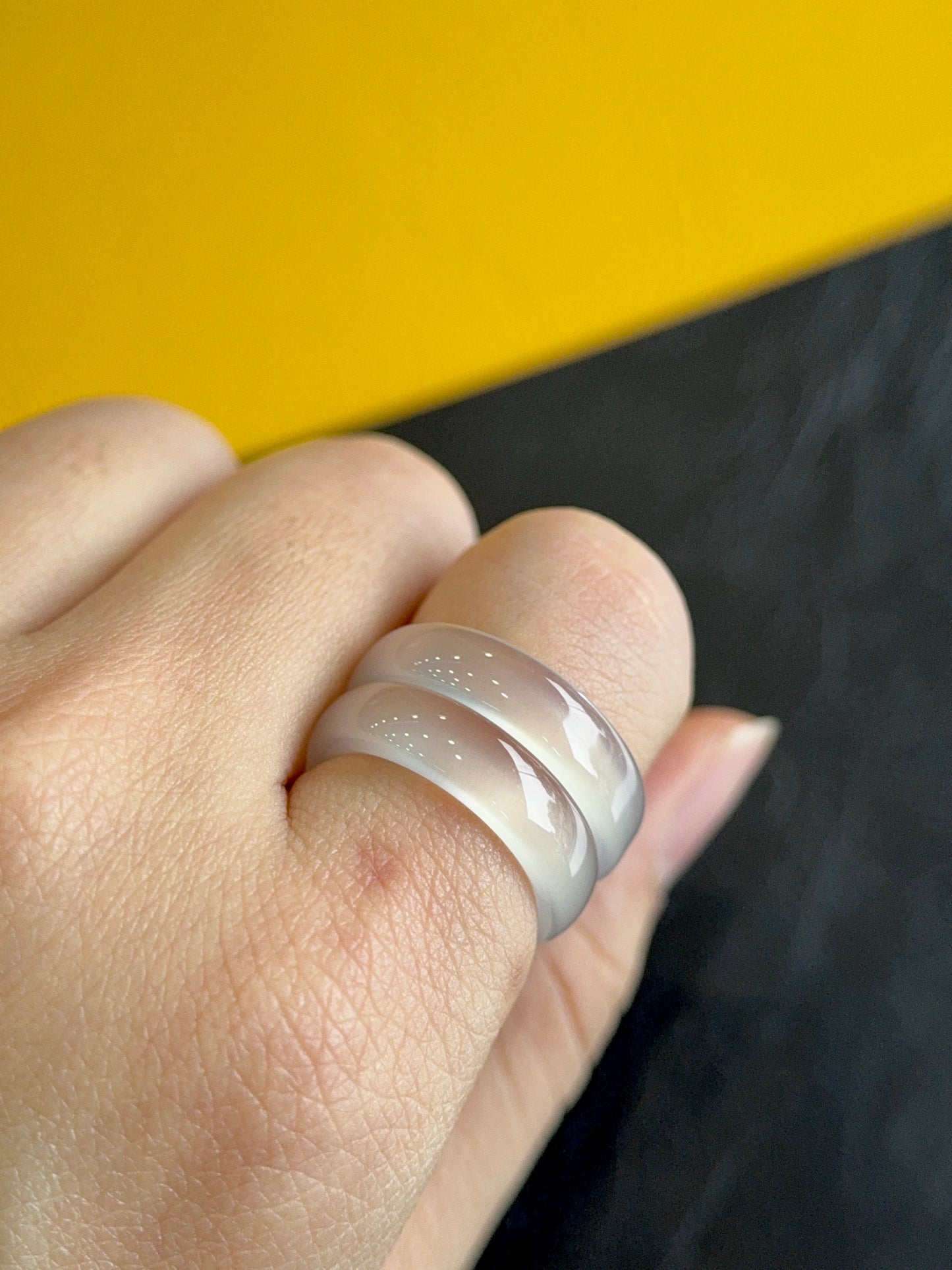 Natural Clear Agate Ring Size 1.75