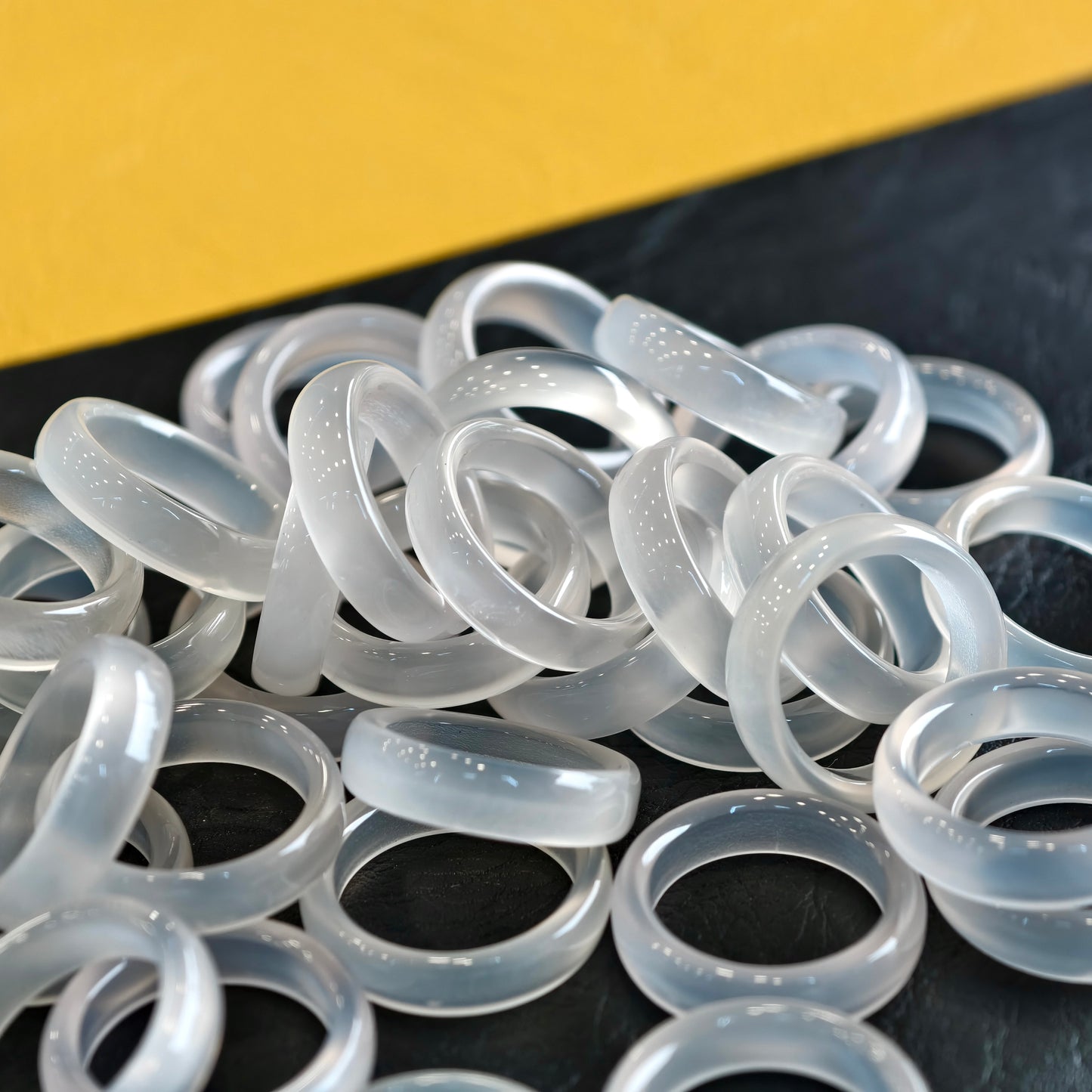 Natural Clear Agate Ring Size 1.75