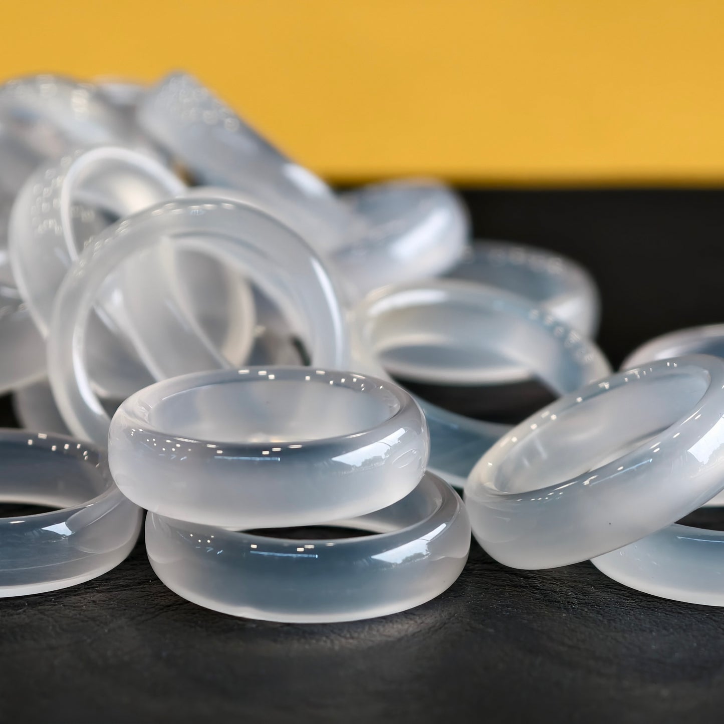 Natural Clear Agate Ring Size 1.75