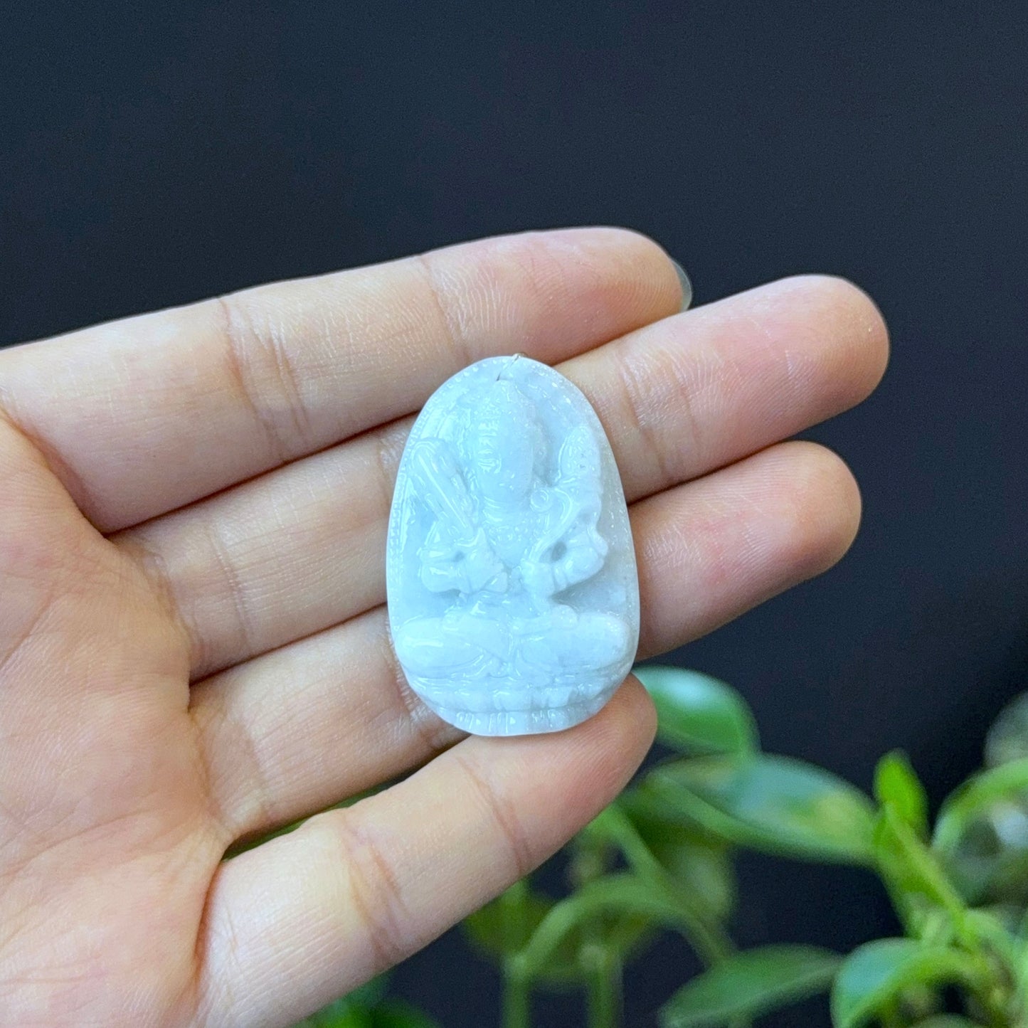 Hu Ko Protection Buddha Natural Jadeite Jade Pendant - Year of Tiger and Buffalo